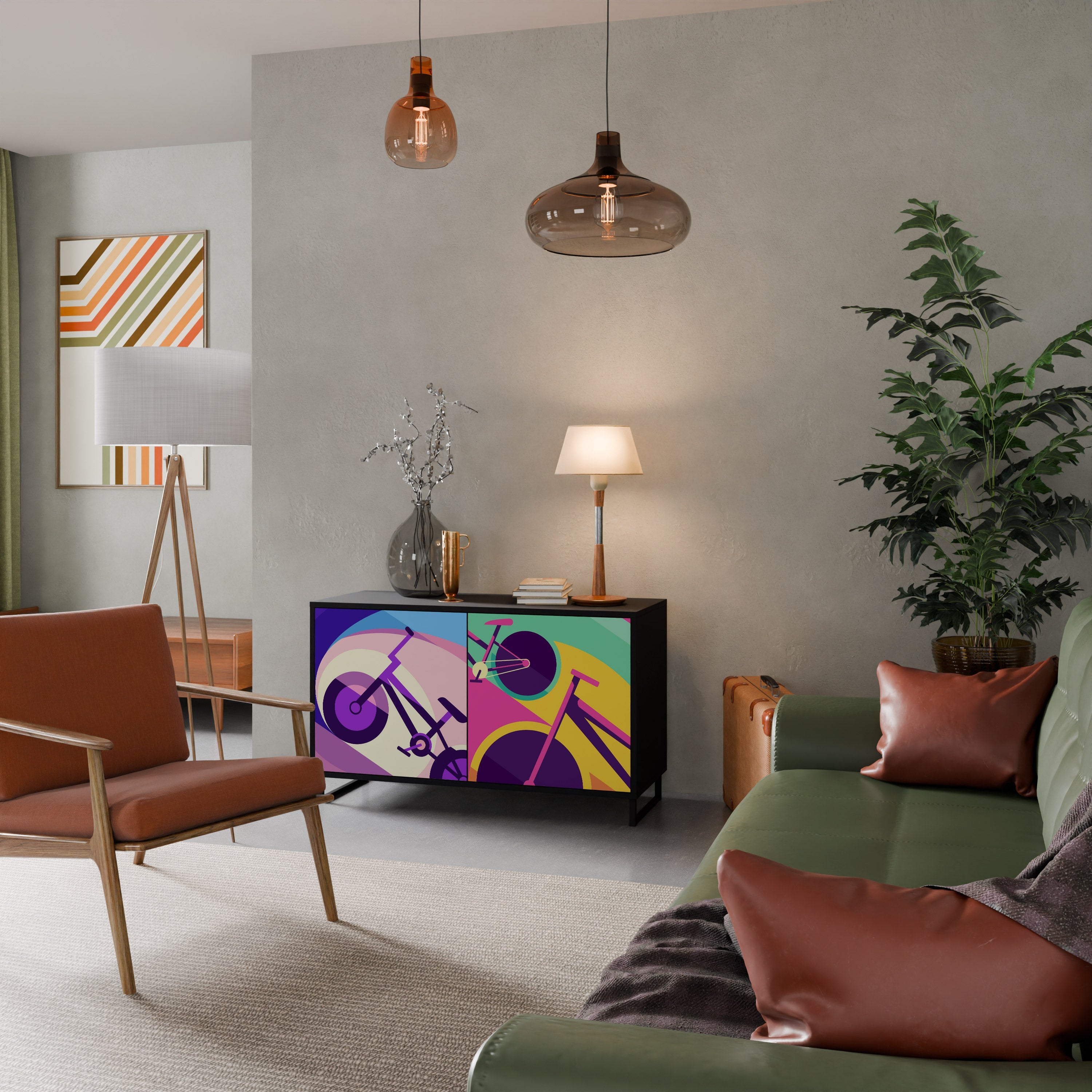 BIKE DREAMS Aparador de 2 Portas em Acabamento Preto