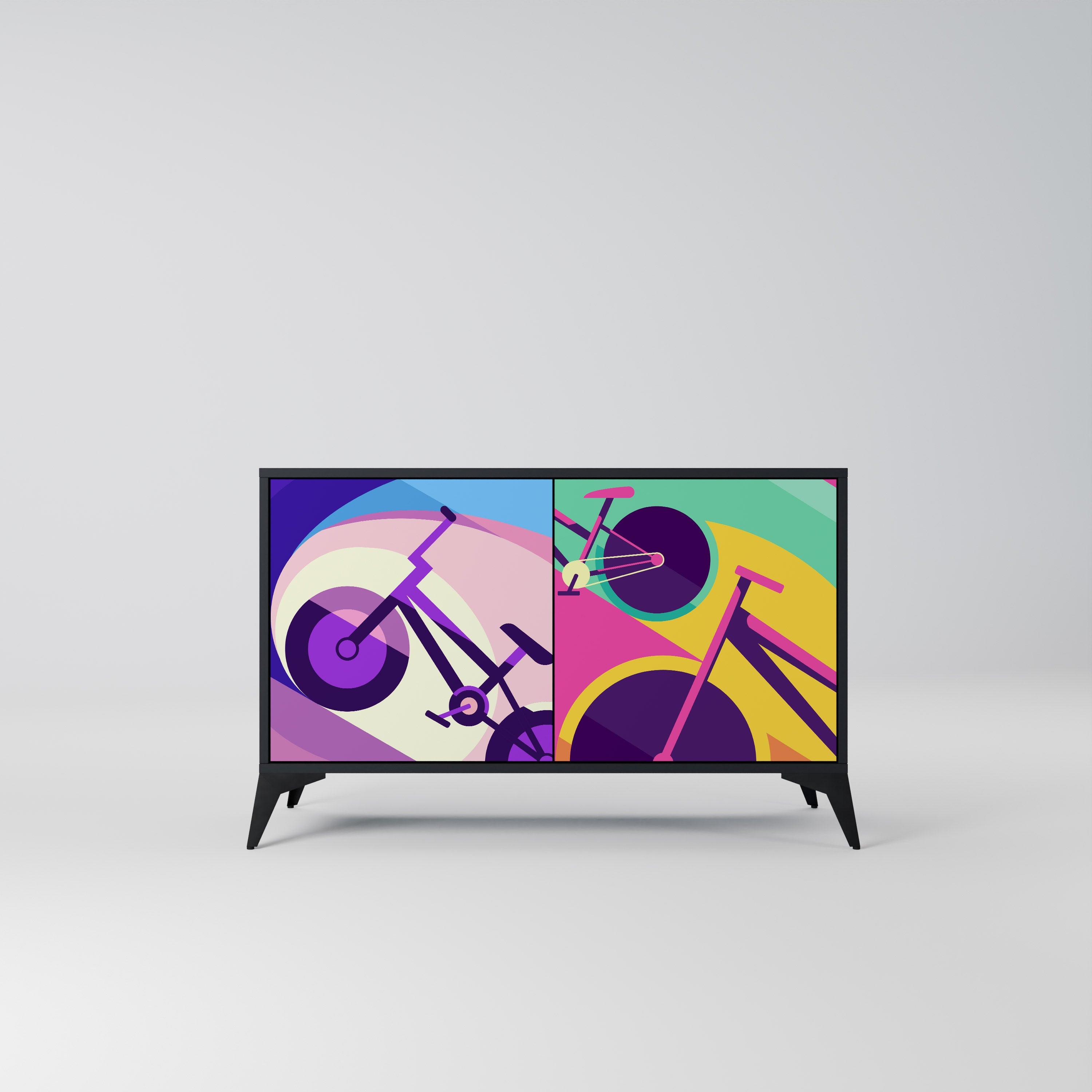 BIKE DREAMS Aparador de 2 Portas em Acabamento Preto