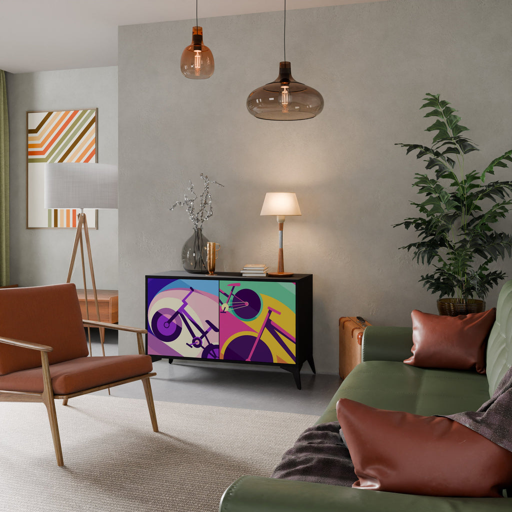 BIKE DREAMS Aparador de 2 Portas em Acabamento Preto