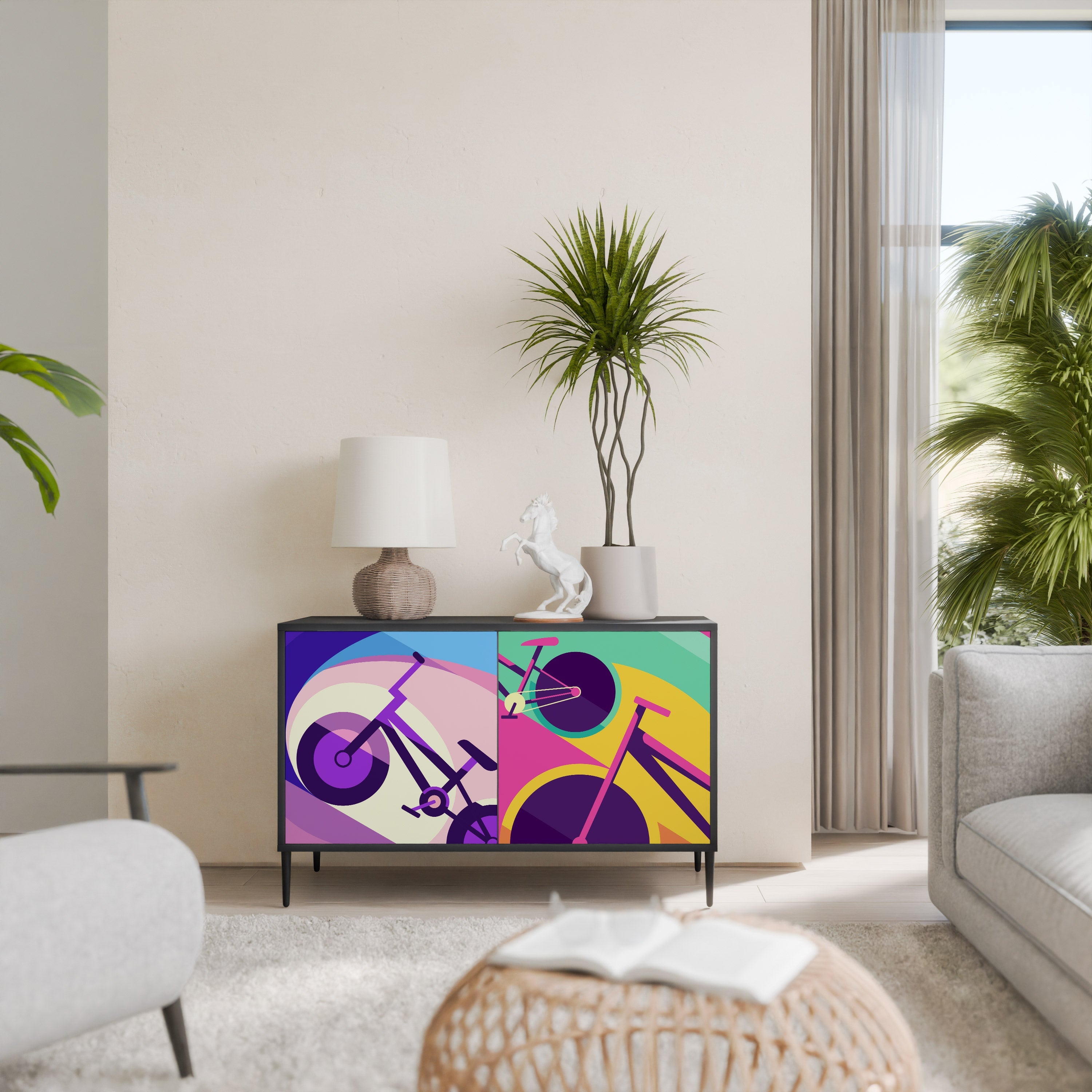 BIKE DREAMS Aparador de 2 Portas em Acabamento Preto