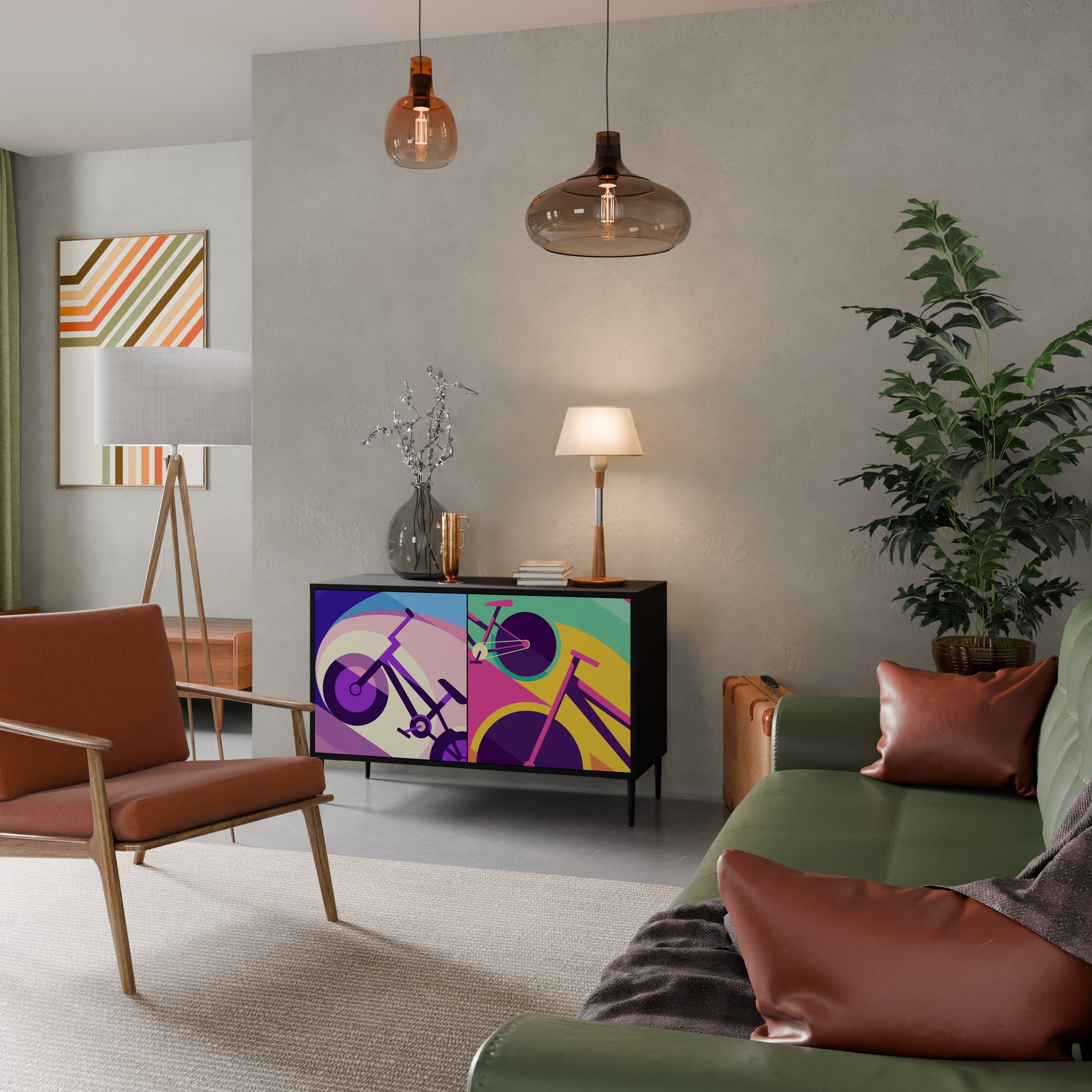 BIKE DREAMS Aparador de 2 Portas em Acabamento Preto