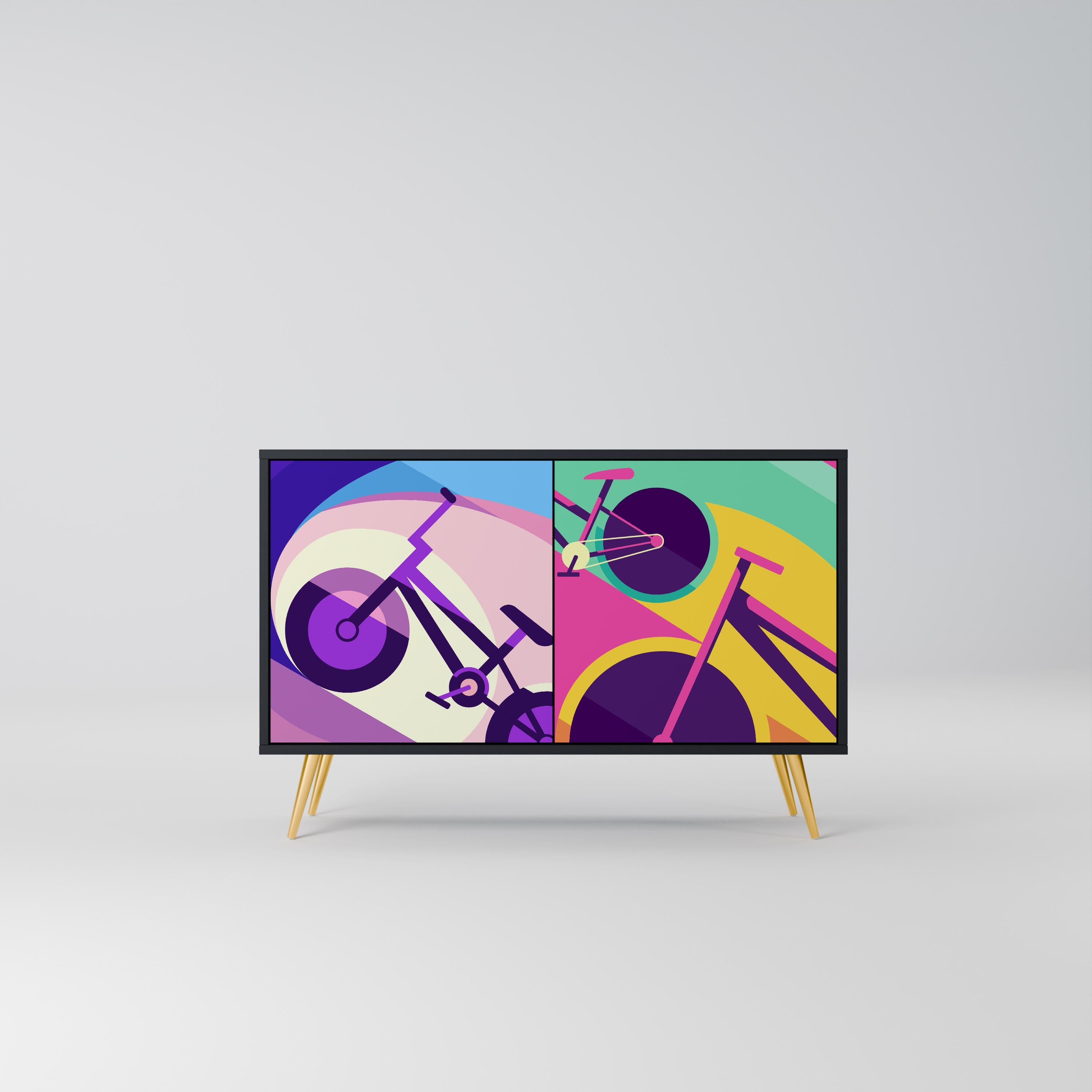 BIKE DREAMS Aparador de 2 Portas em Acabamento Preto