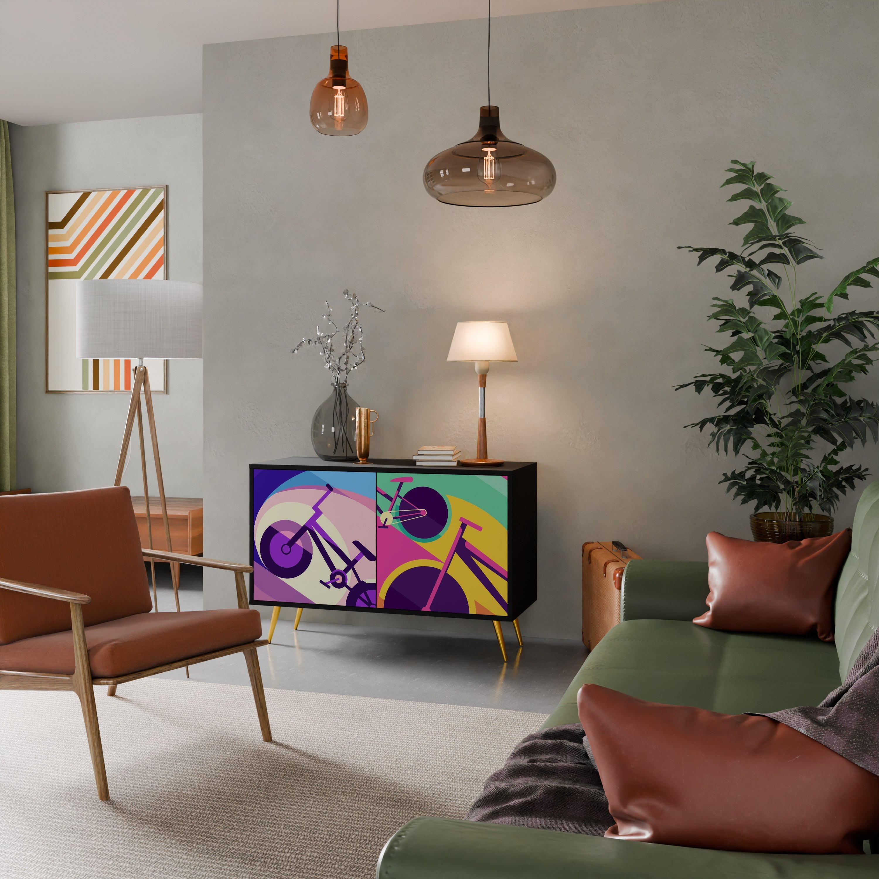 BIKE DREAMS Aparador de 2 Portas em Acabamento Preto