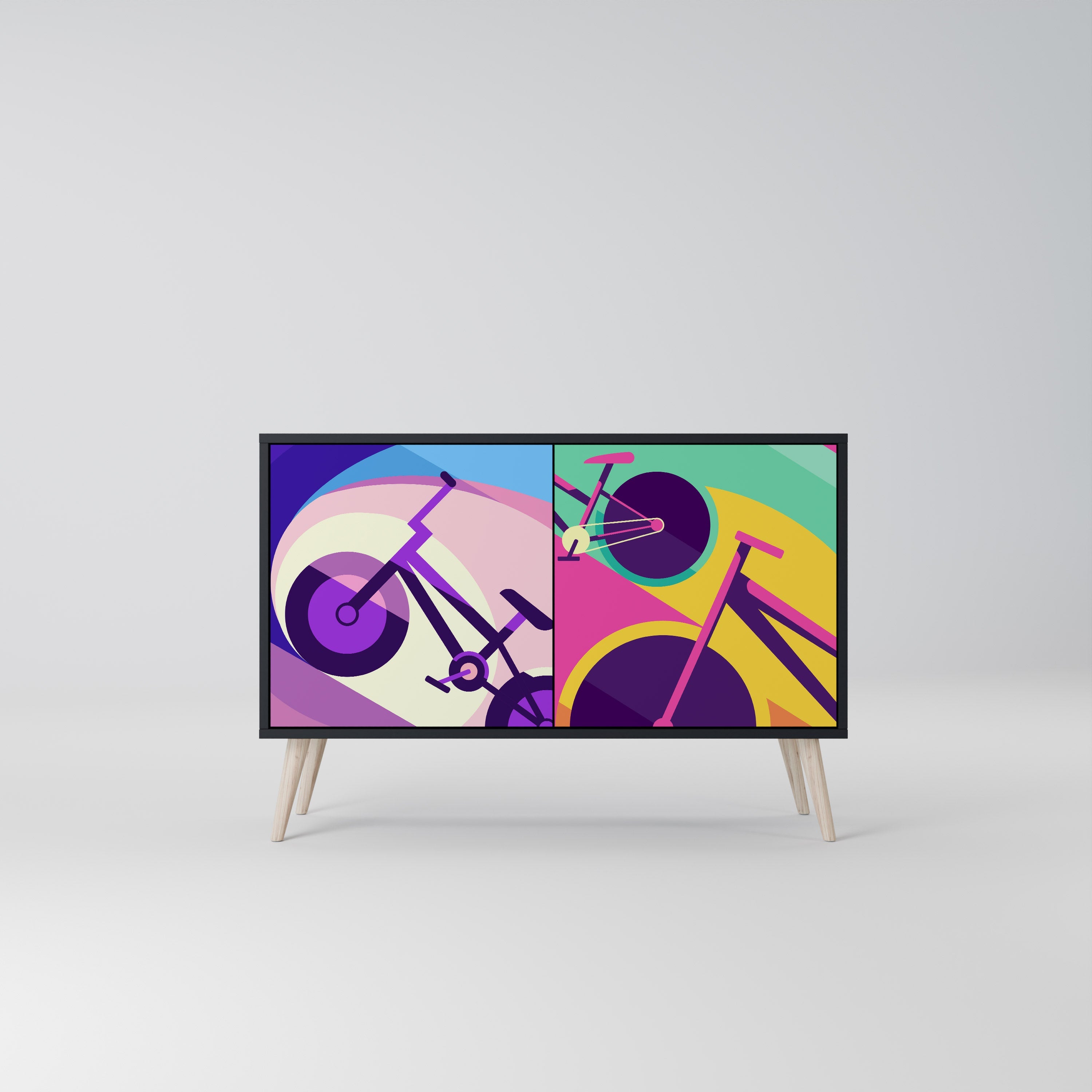 BIKE DREAMS Aparador de 2 Portas em Acabamento Preto