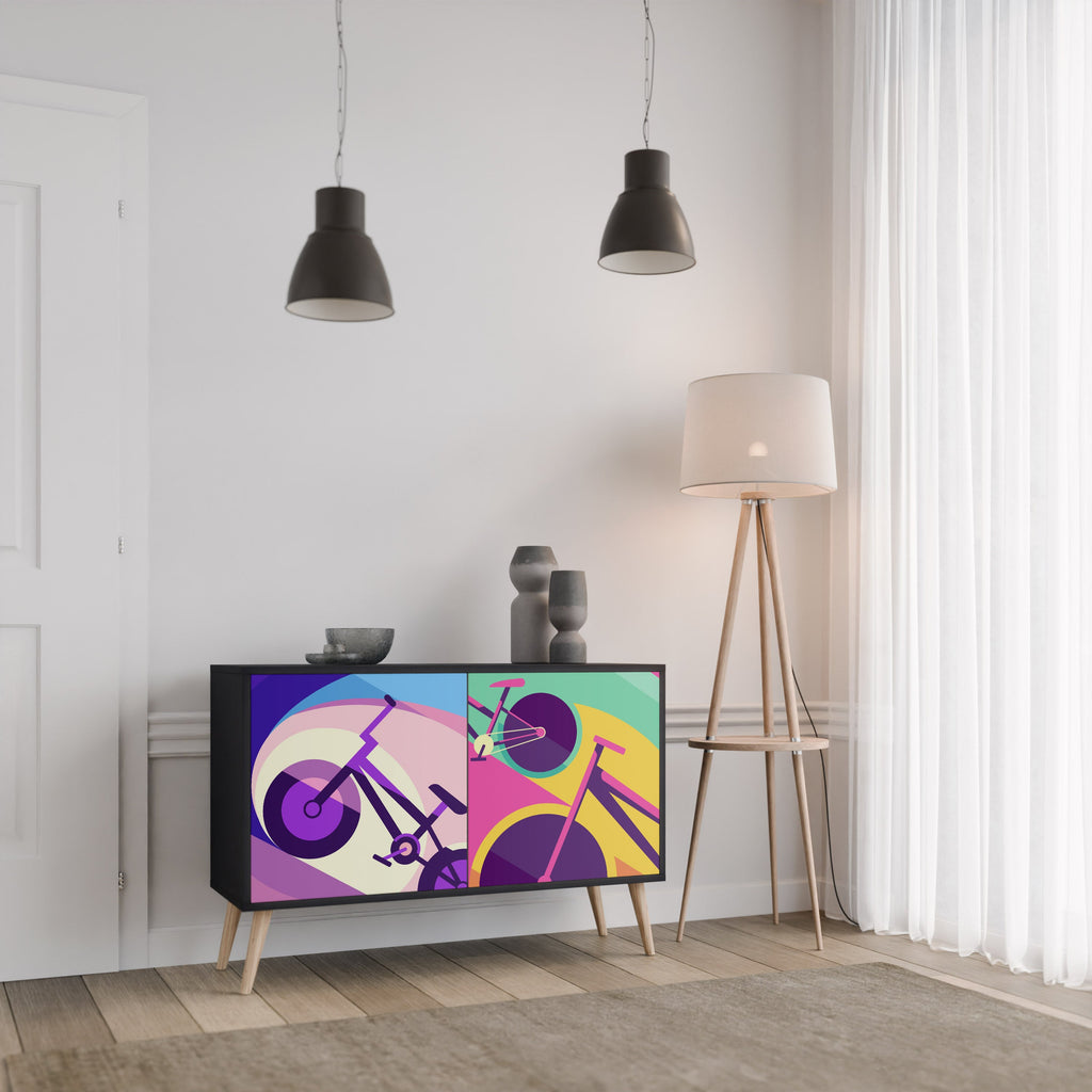 BIKE DREAMS Aparador de 2 Portas em Acabamento Preto