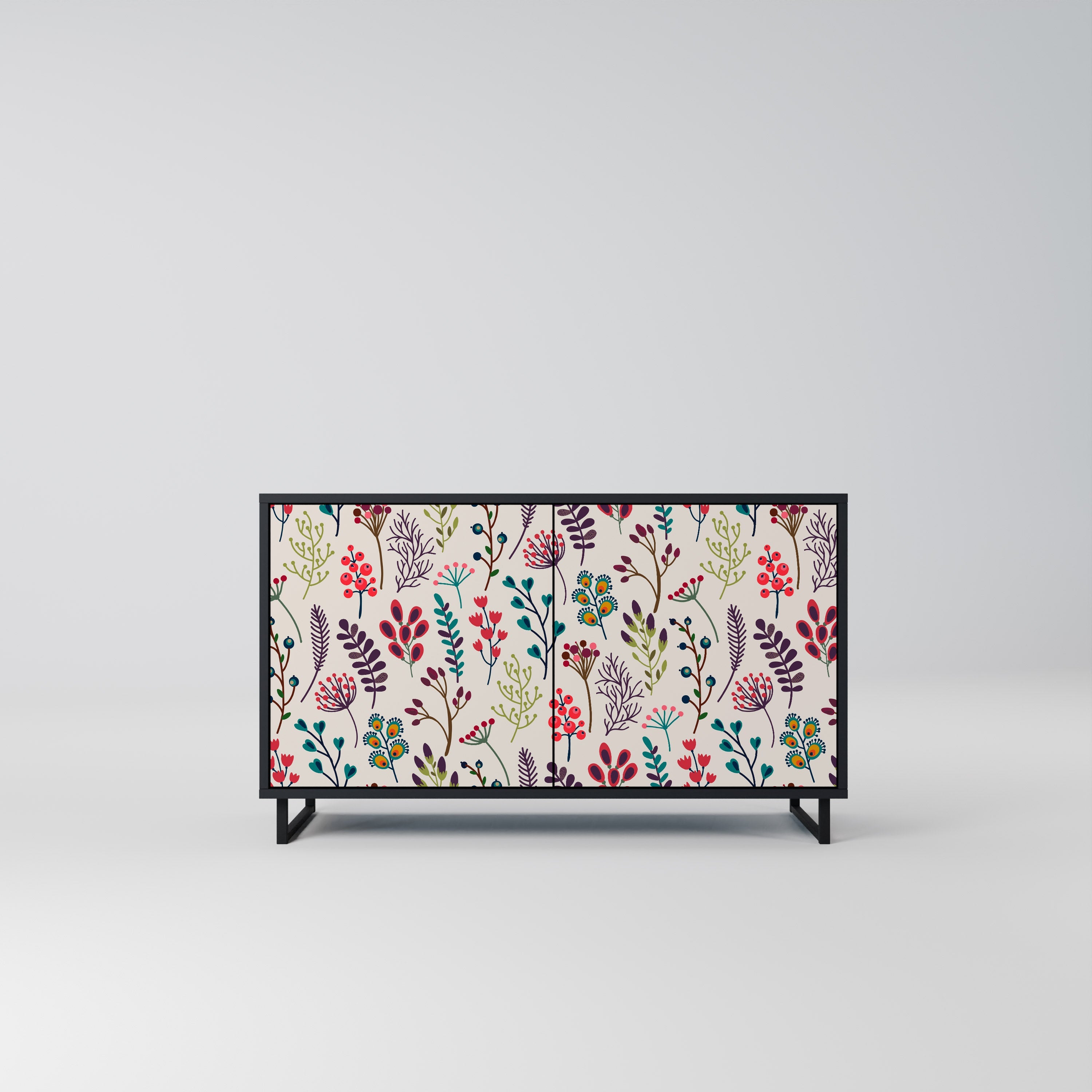 AUTUMN SUNDRIES Aparador de 2 Portas em Acabamento Preto