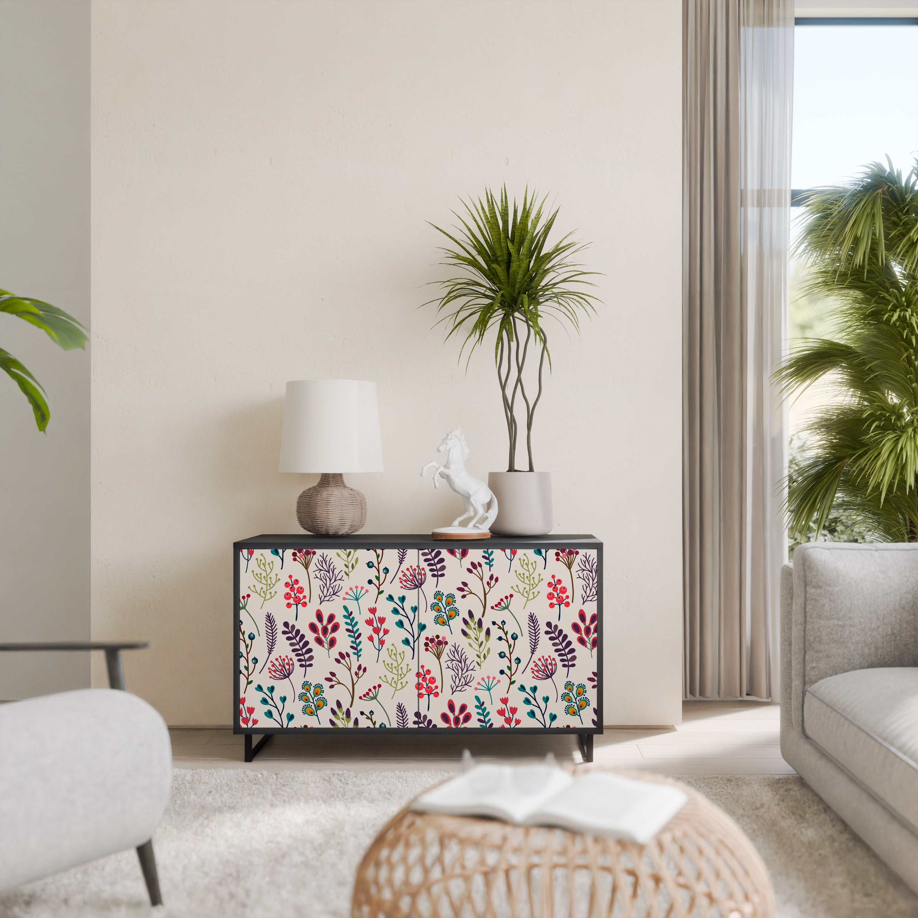 AUTUMN SUNDRIES Aparador de 2 Portas em Acabamento Preto