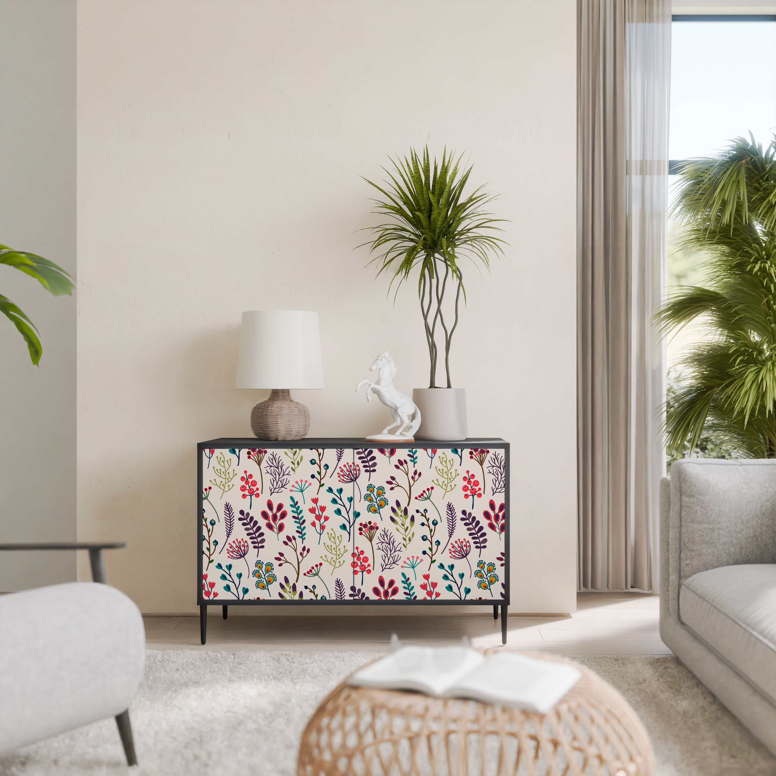 AUTUMN SUNDRIES Aparador de 2 Portas em Acabamento Preto