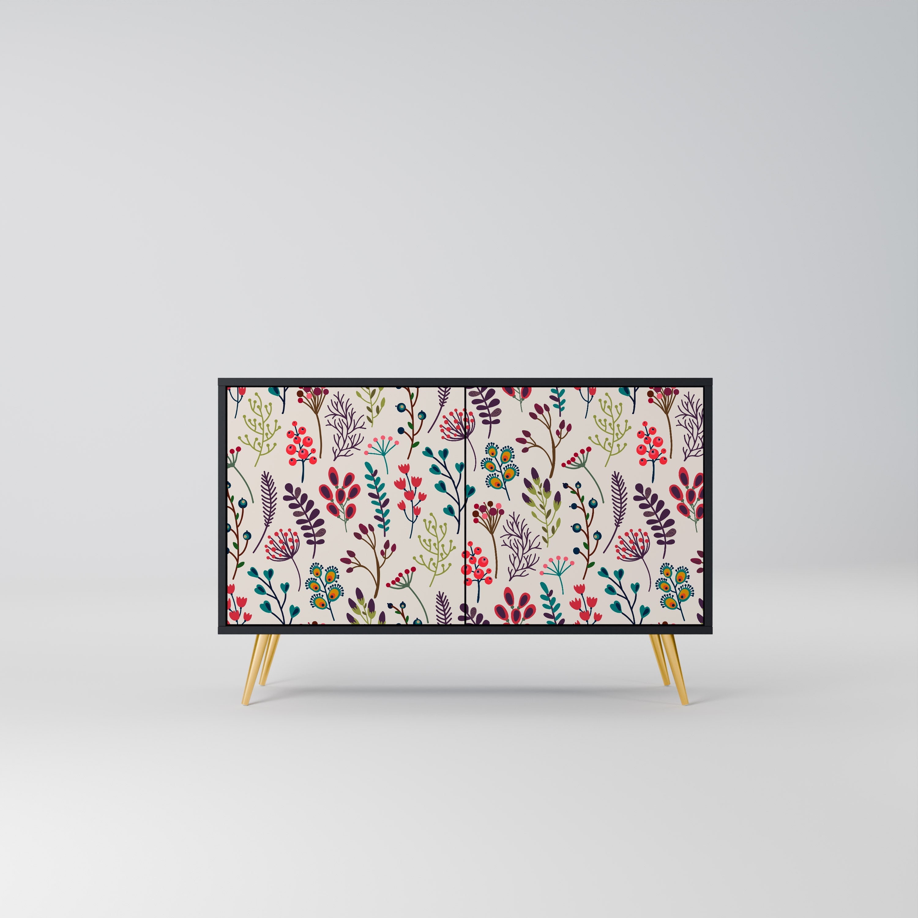 AUTUMN SUNDRIES Aparador de 2 Portas em Acabamento Preto