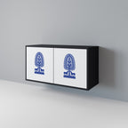 POLISH FOLK ART Aparador de 2 Portas em Acabamento Preto