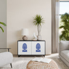 POLISH FOLK ART Aparador de 2 Portas em Acabamento Preto