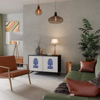 POLISH FOLK ART Aparador de 2 Portas em Acabamento Preto