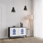 POLISH FOLK ART Aparador de 2 Portas em Acabamento Preto