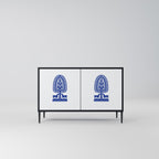 POLISH FOLK ART Aparador de 2 Portas em Acabamento Preto