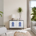 POLISH FOLK ART Aparador de 2 Portas em Acabamento Preto