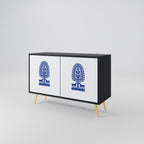 POLISH FOLK ART Aparador de 2 Portas em Acabamento Preto