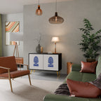 POLISH FOLK ART Aparador de 2 Portas em Acabamento Preto