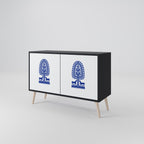 POLISH FOLK ART Aparador de 2 Portas em Acabamento Preto