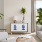 POLISH FOLK ART Aparador de 2 Portas em Acabamento Preto