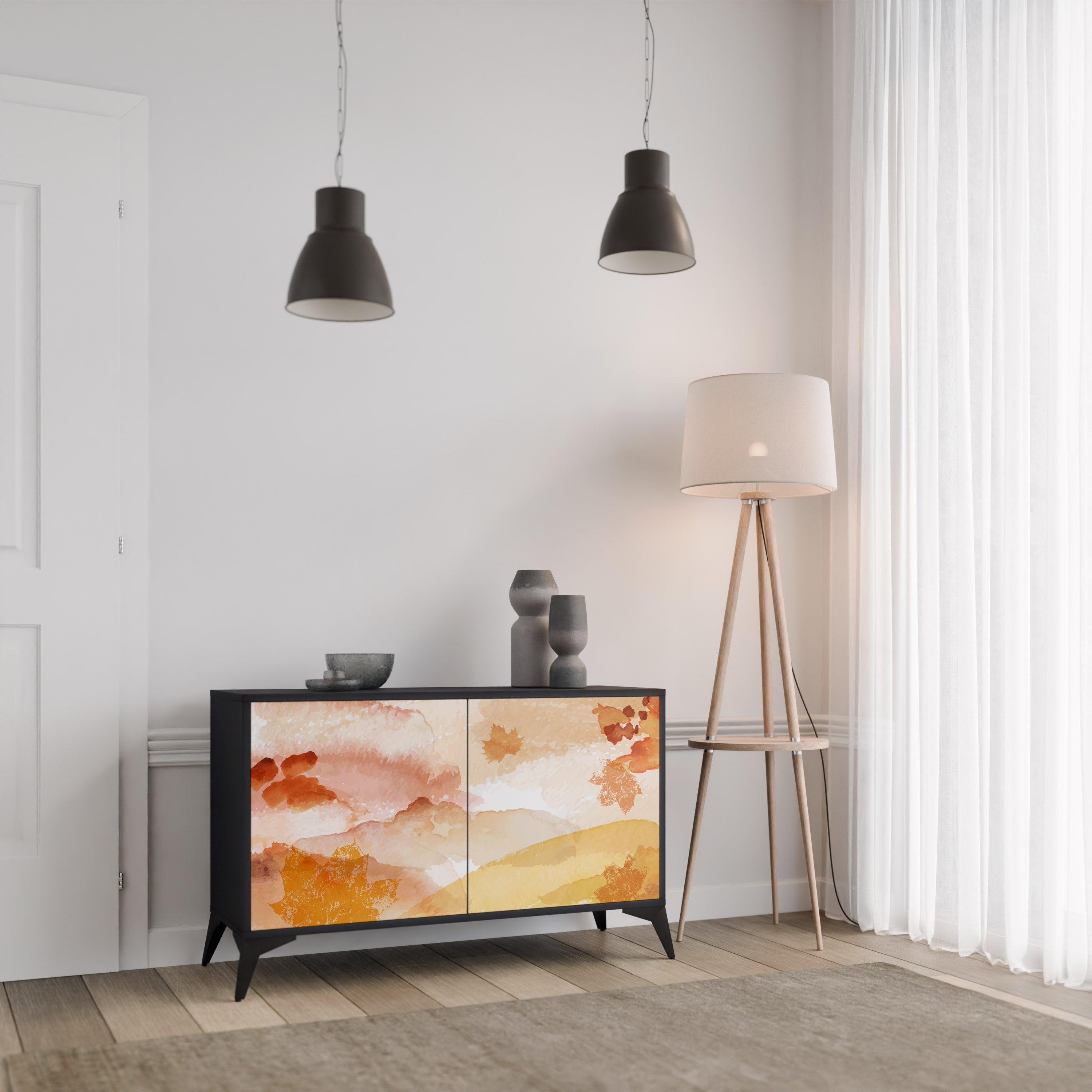 TRACES OF AUTUMN Aparador de 2 Portas em Acabamento Preto