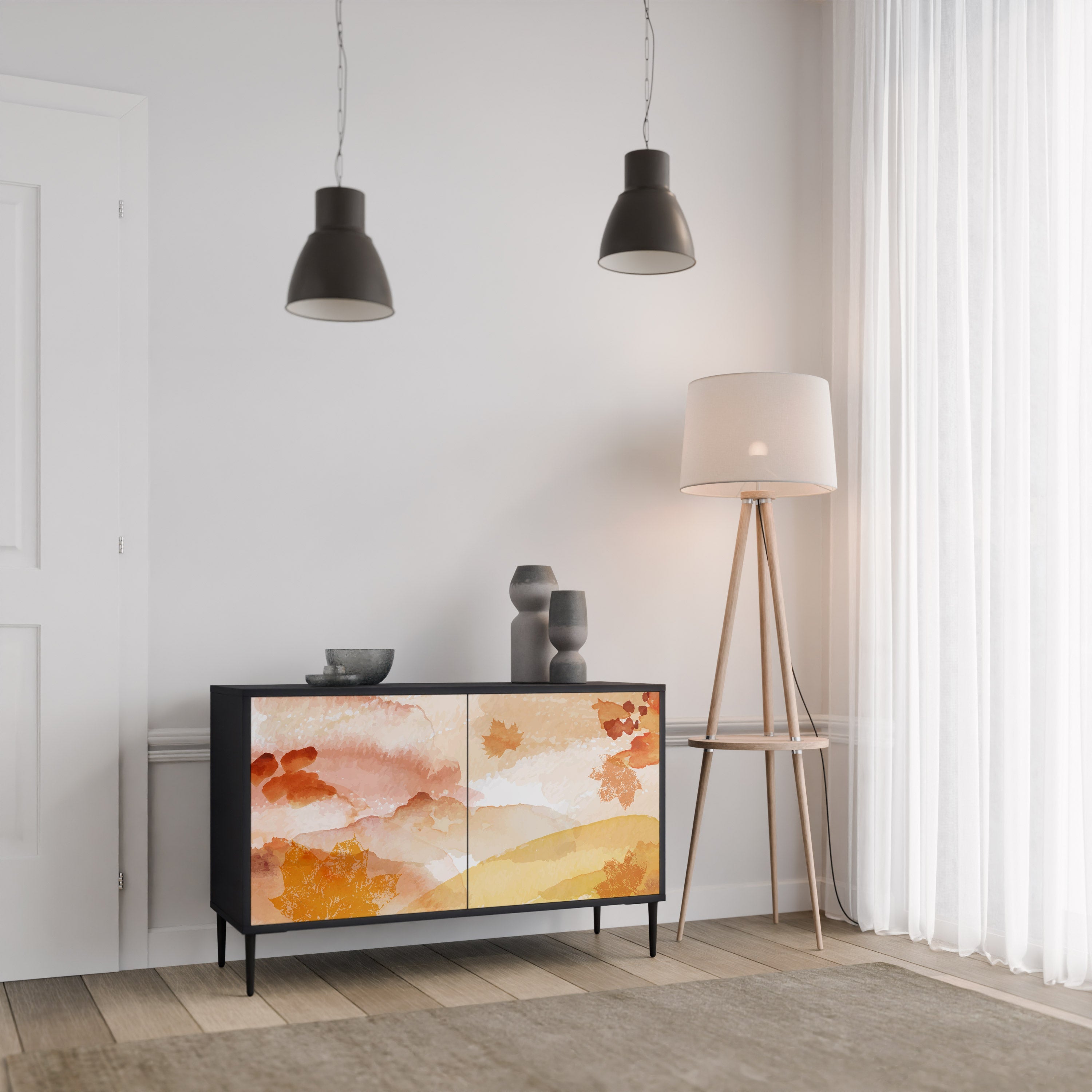 TRACES OF AUTUMN Aparador de 2 Portas em Acabamento Preto