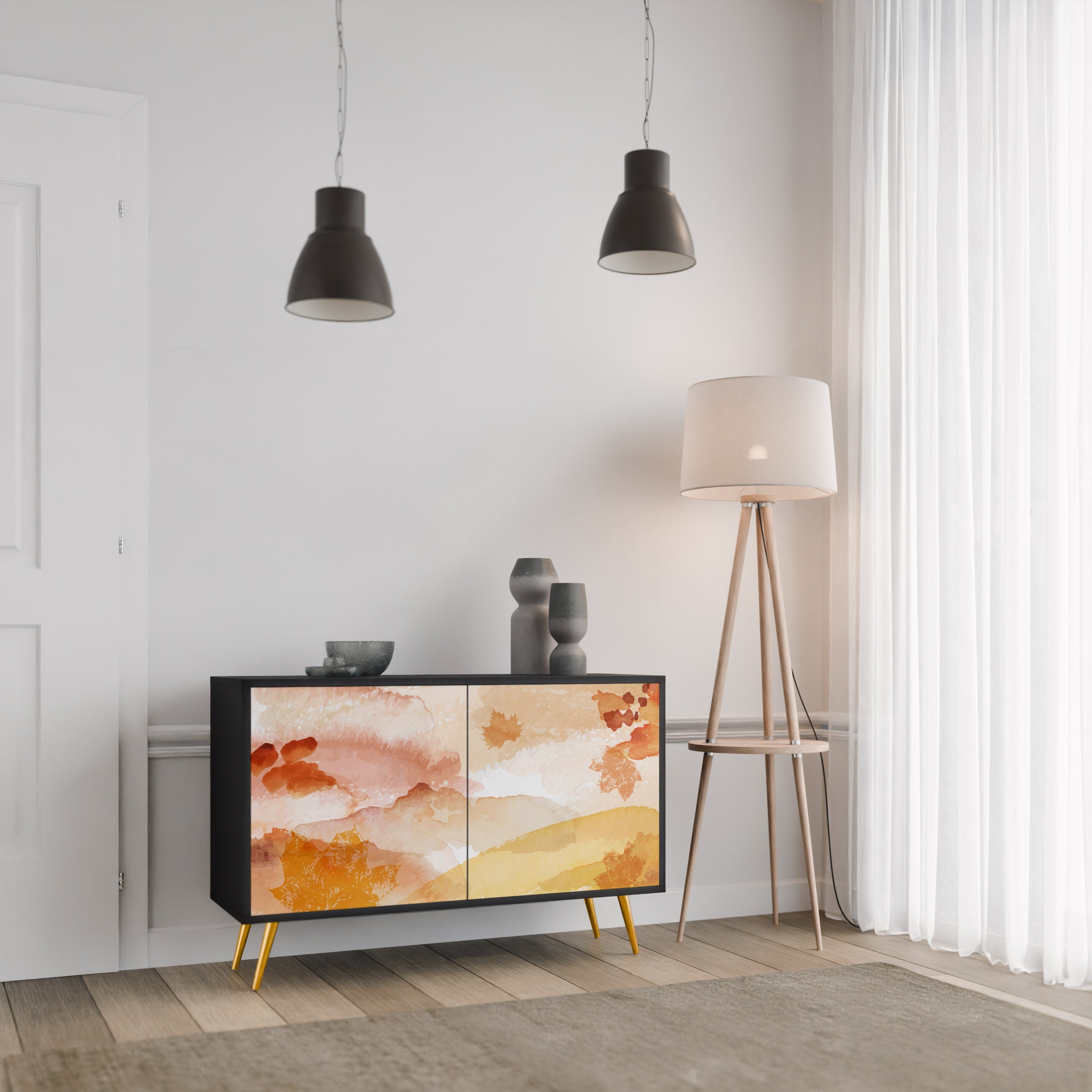 TRACES OF AUTUMN Aparador de 2 Portas em Acabamento Preto