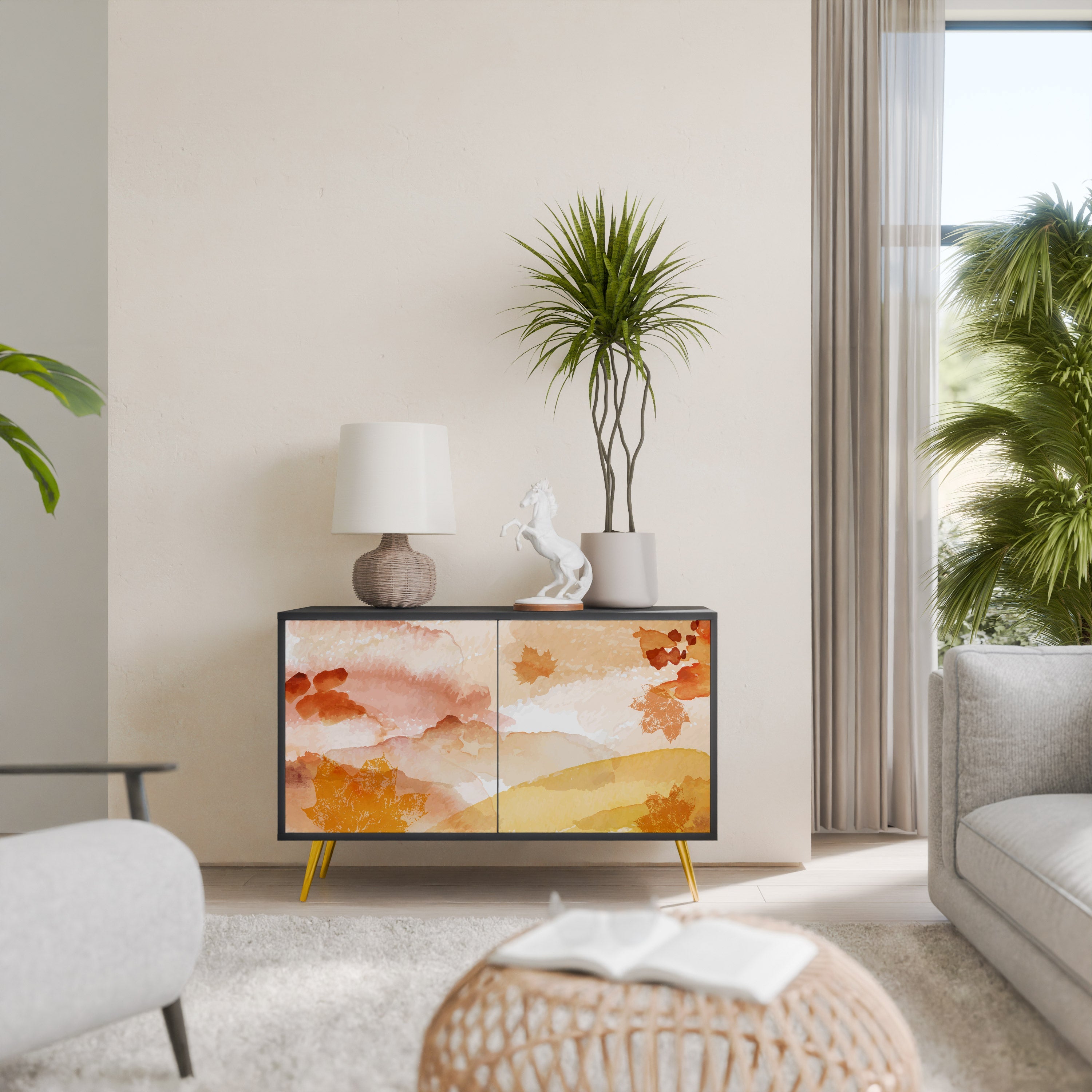 TRACES OF AUTUMN Aparador de 2 Portas em Acabamento Preto