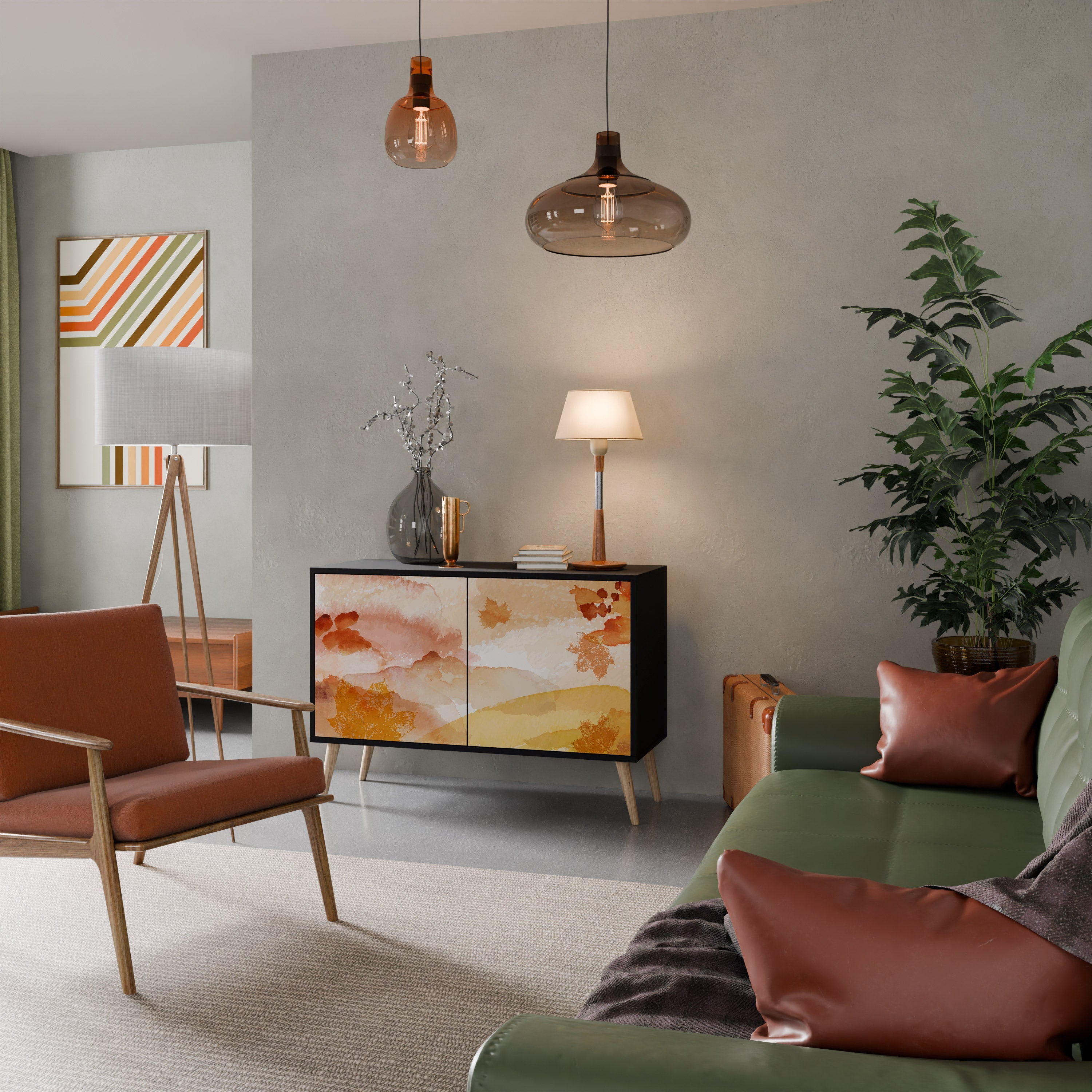 TRACES OF AUTUMN Aparador de 2 Portas em Acabamento Preto