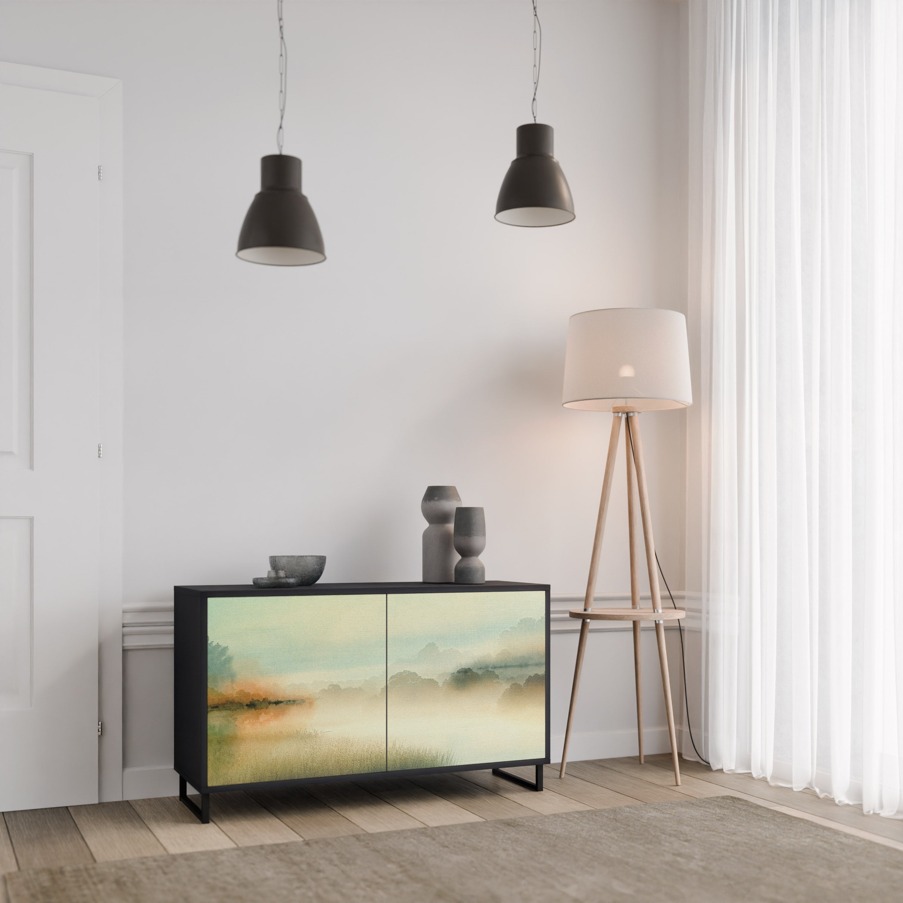 MORNING BY THE LAKE Aparador de 2 Portas em Acabamento Preto