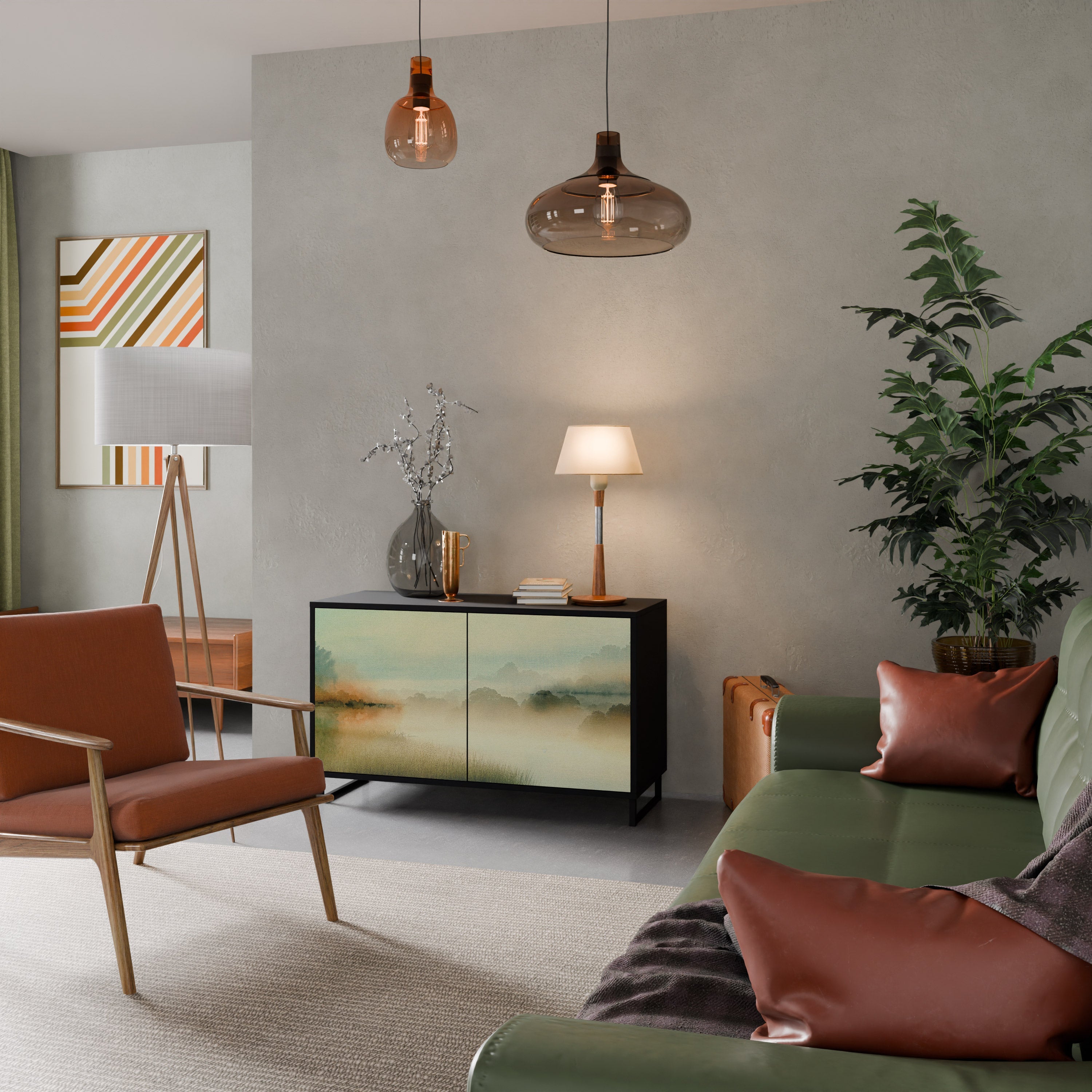 MORNING BY THE LAKE Aparador de 2 Portas em Acabamento Preto