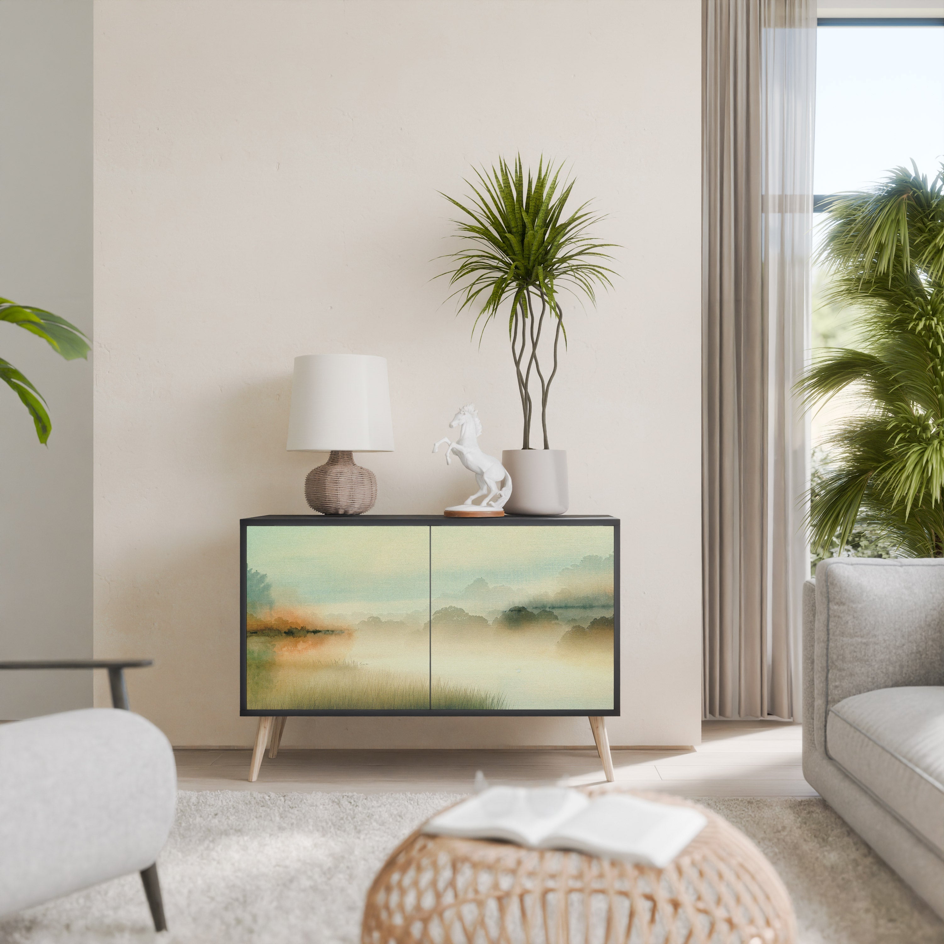 MORNING BY THE LAKE Aparador de 2 Portas em Acabamento Preto