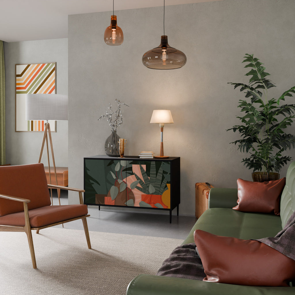 TROPICAL COMPOSITION 2-Door Sideboard in Black Finish