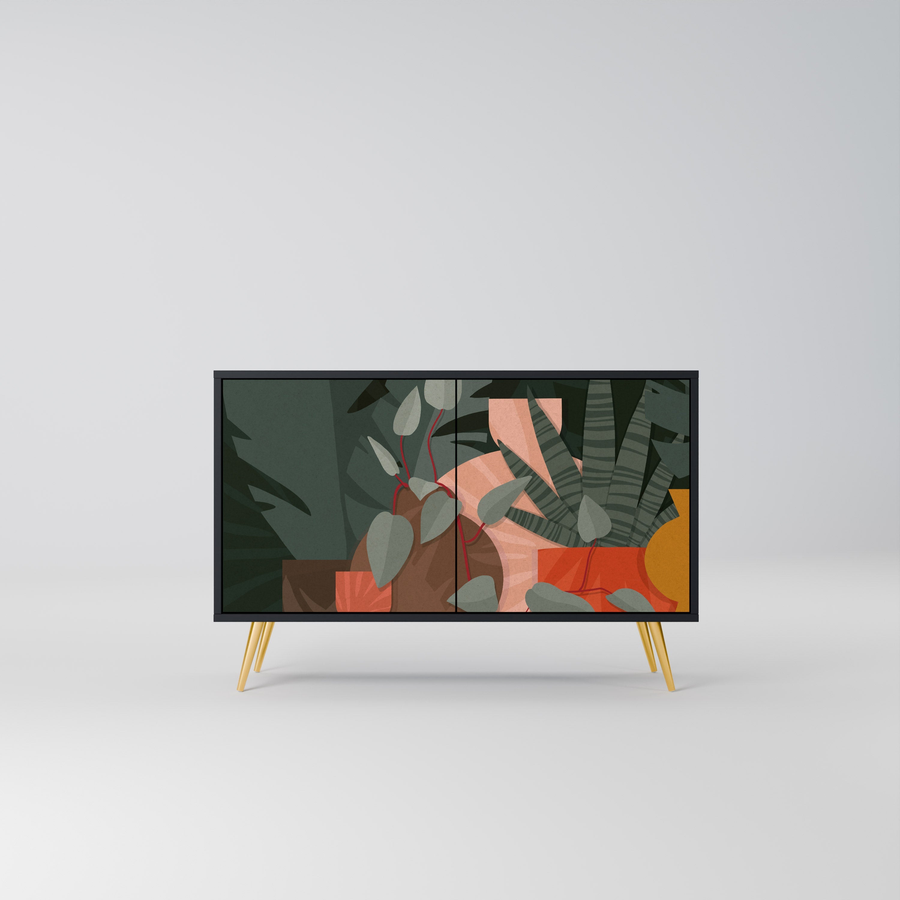 TROPICAL COMPOSITION Aparador de 2 Portas em Acabamento Preto