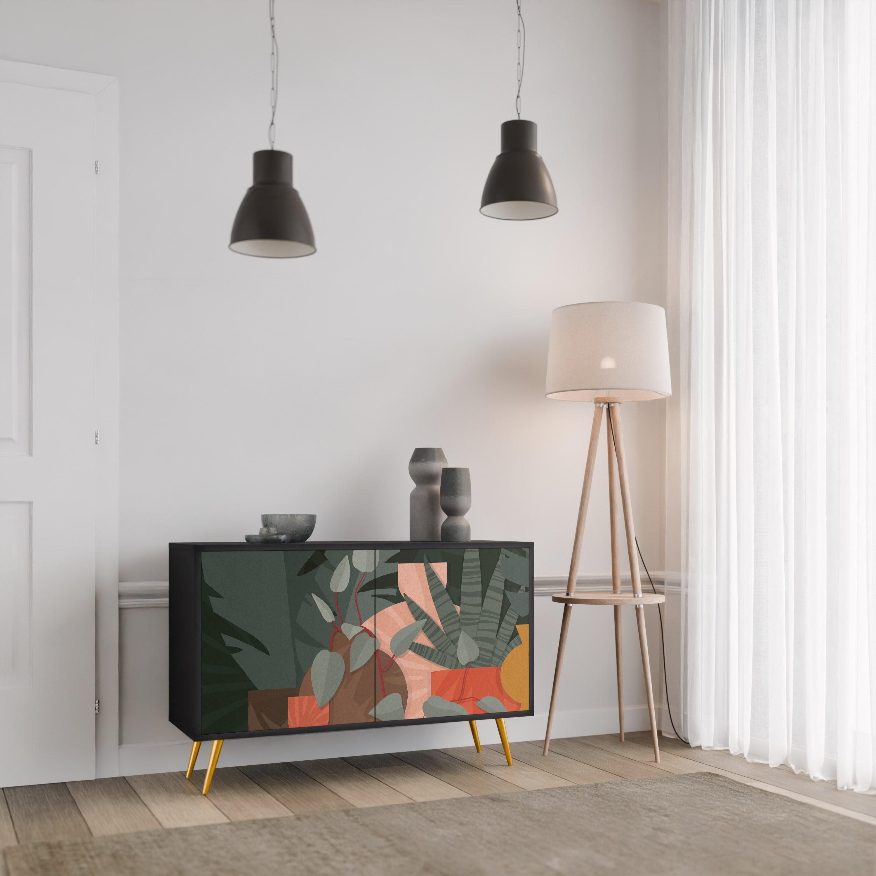 TROPICAL COMPOSITION 2-Door Sideboard in Black Finish