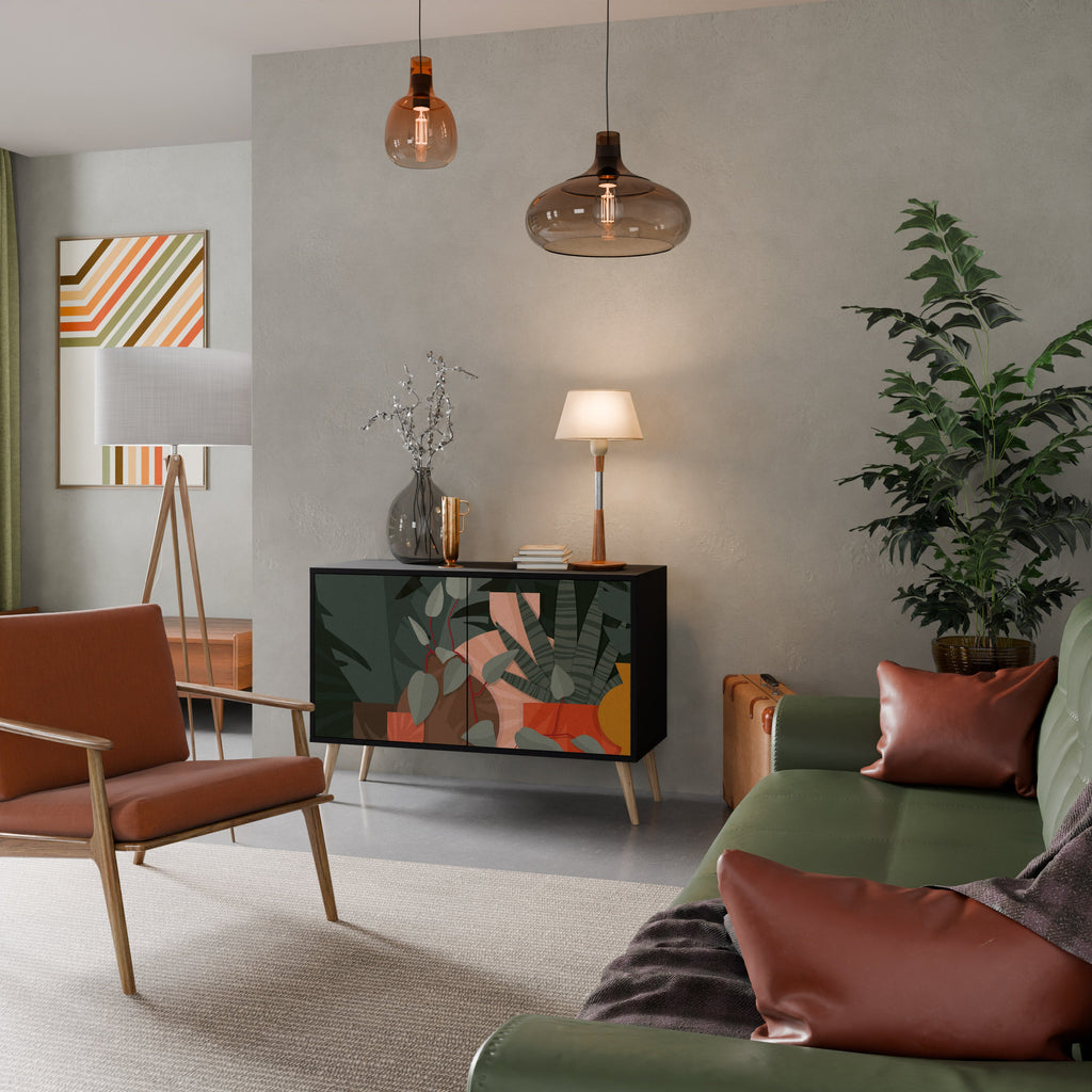 TROPICAL COMPOSITION 2-Door Sideboard in Black Finish