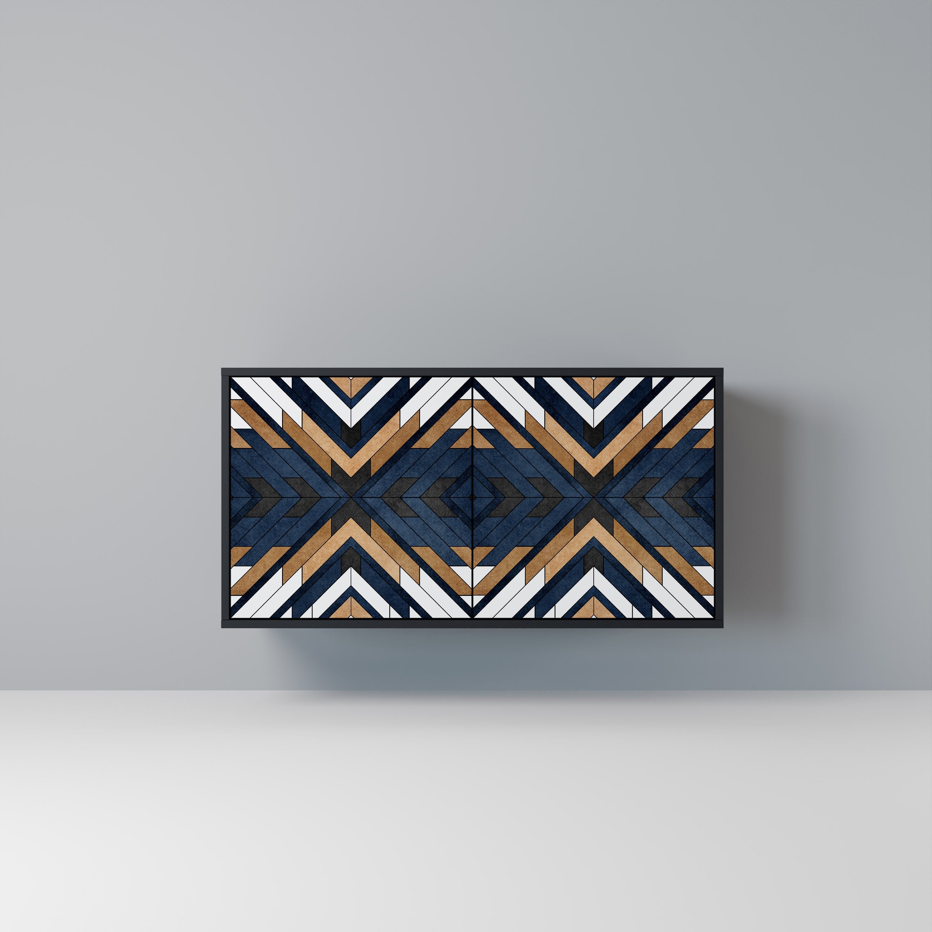 ARTFUL GEOMETRY Aparador de 2 Portas em Acabamento Preto