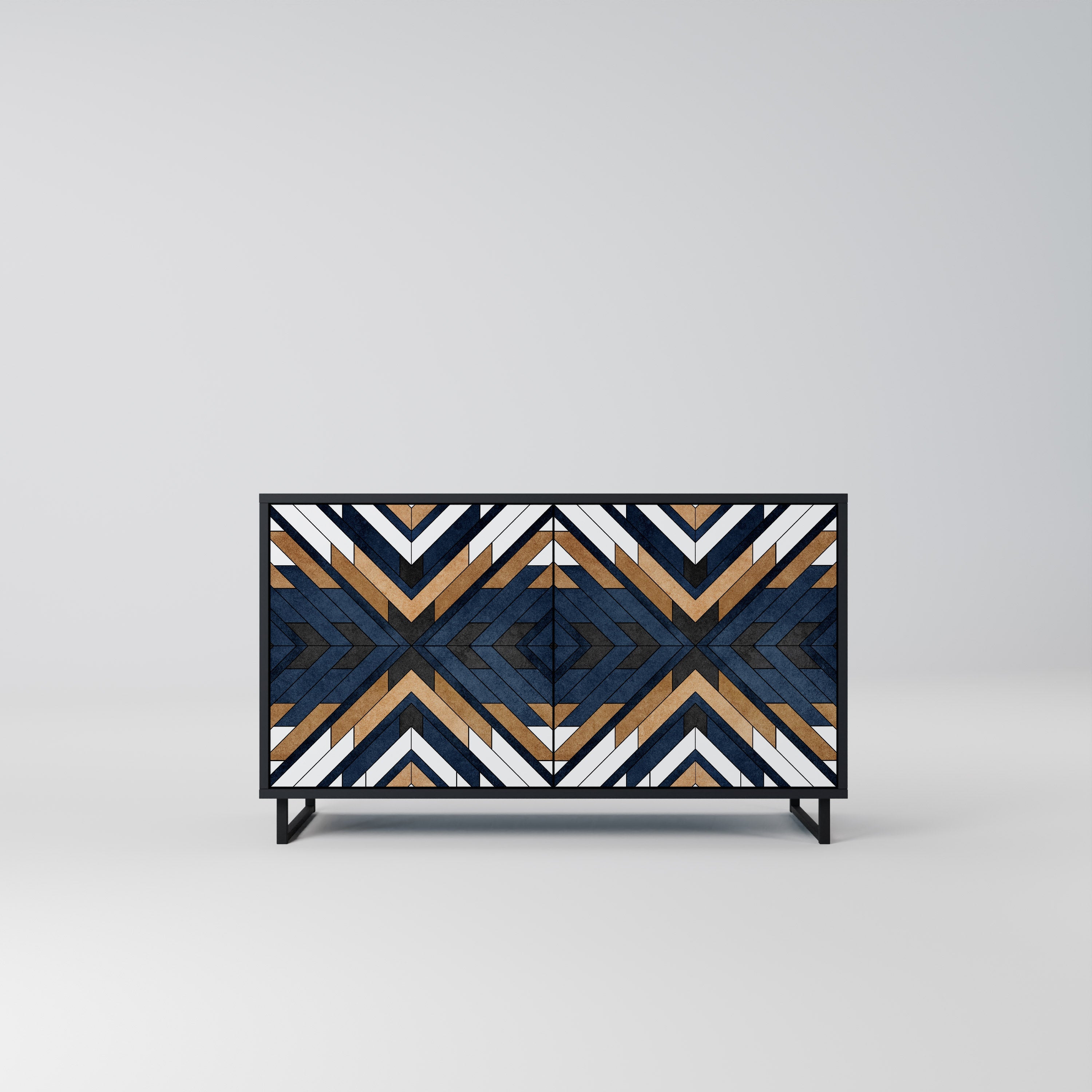 ARTFUL GEOMETRY Aparador de 2 Portas em Acabamento Preto