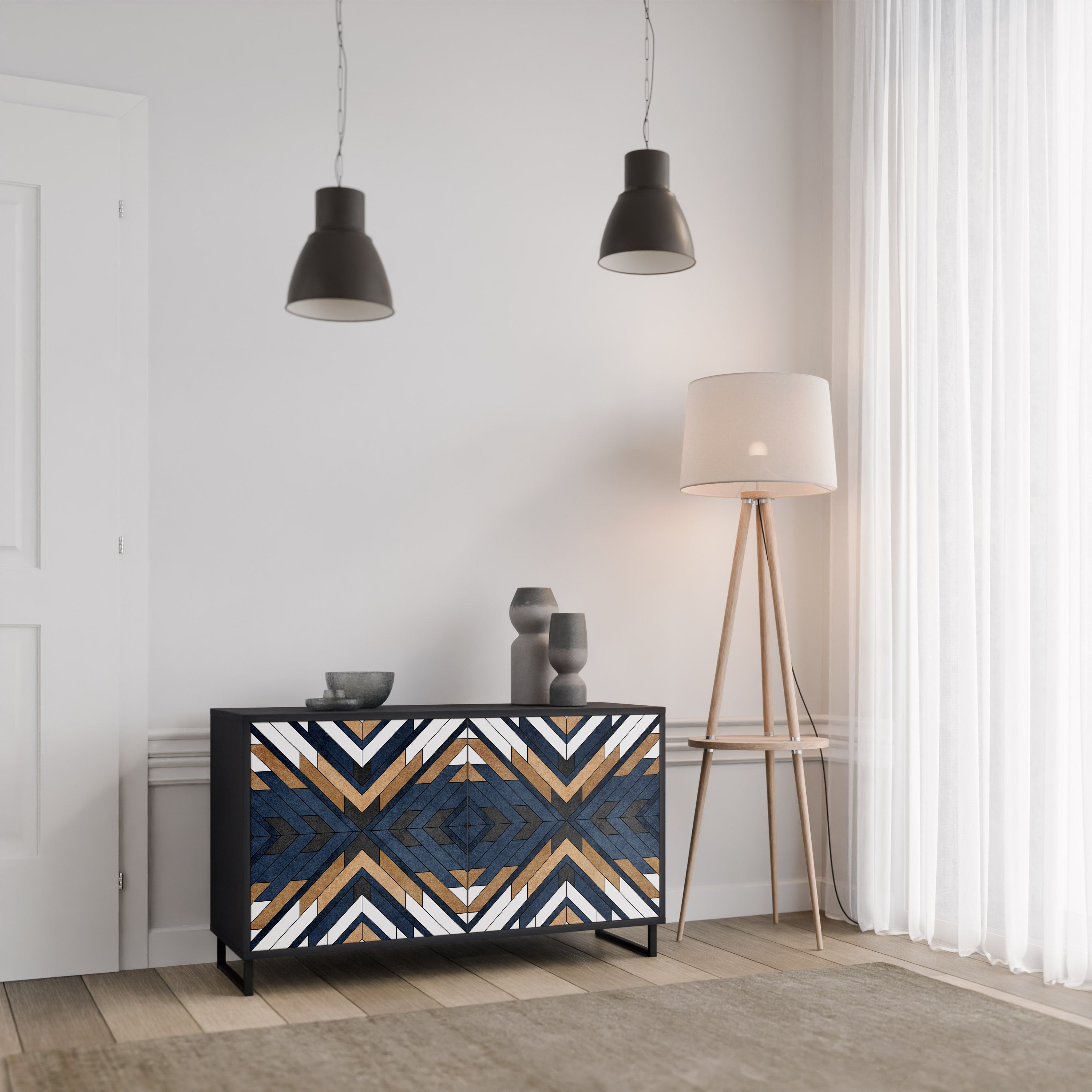ARTFUL GEOMETRY 2-Door Sideboard in Black Finish