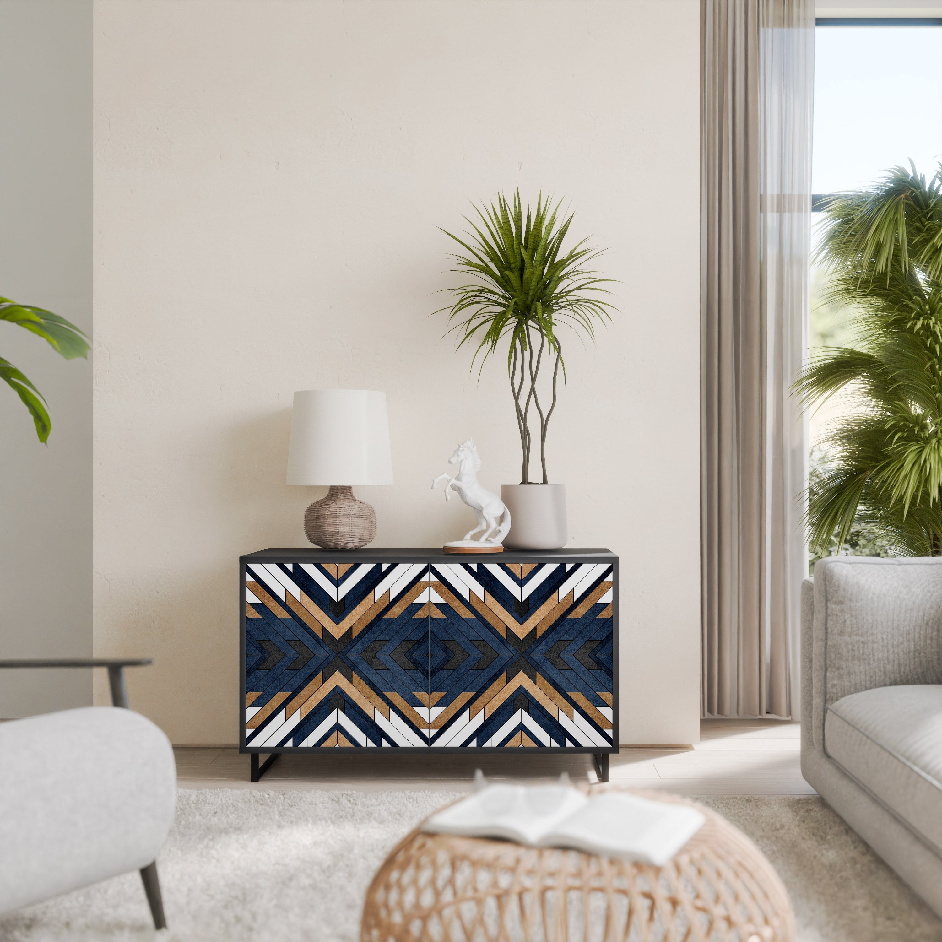 ARTFUL GEOMETRY 2-Door Sideboard in Black Finish