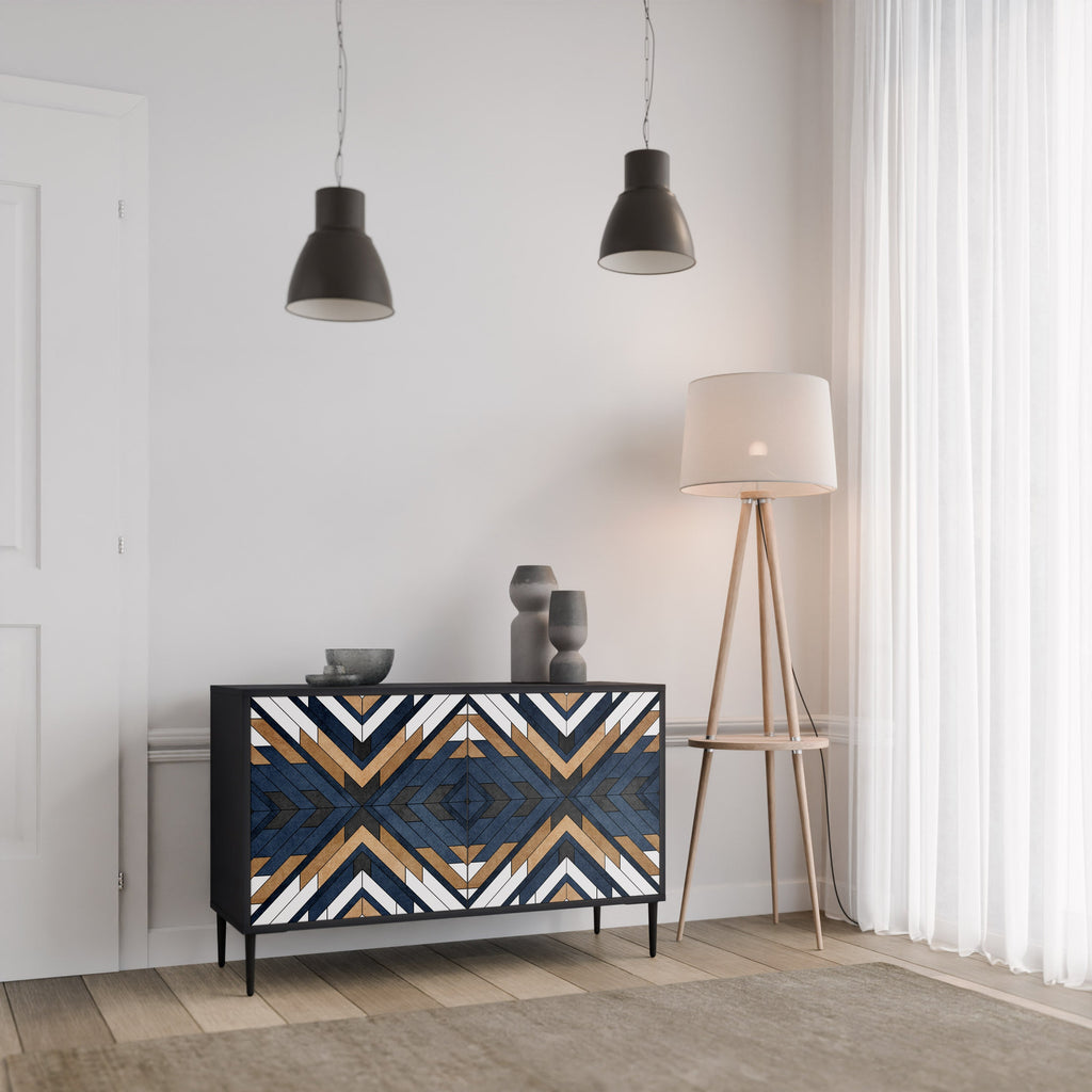 ARTFUL GEOMETRY 2-Door Sideboard in Black Finish