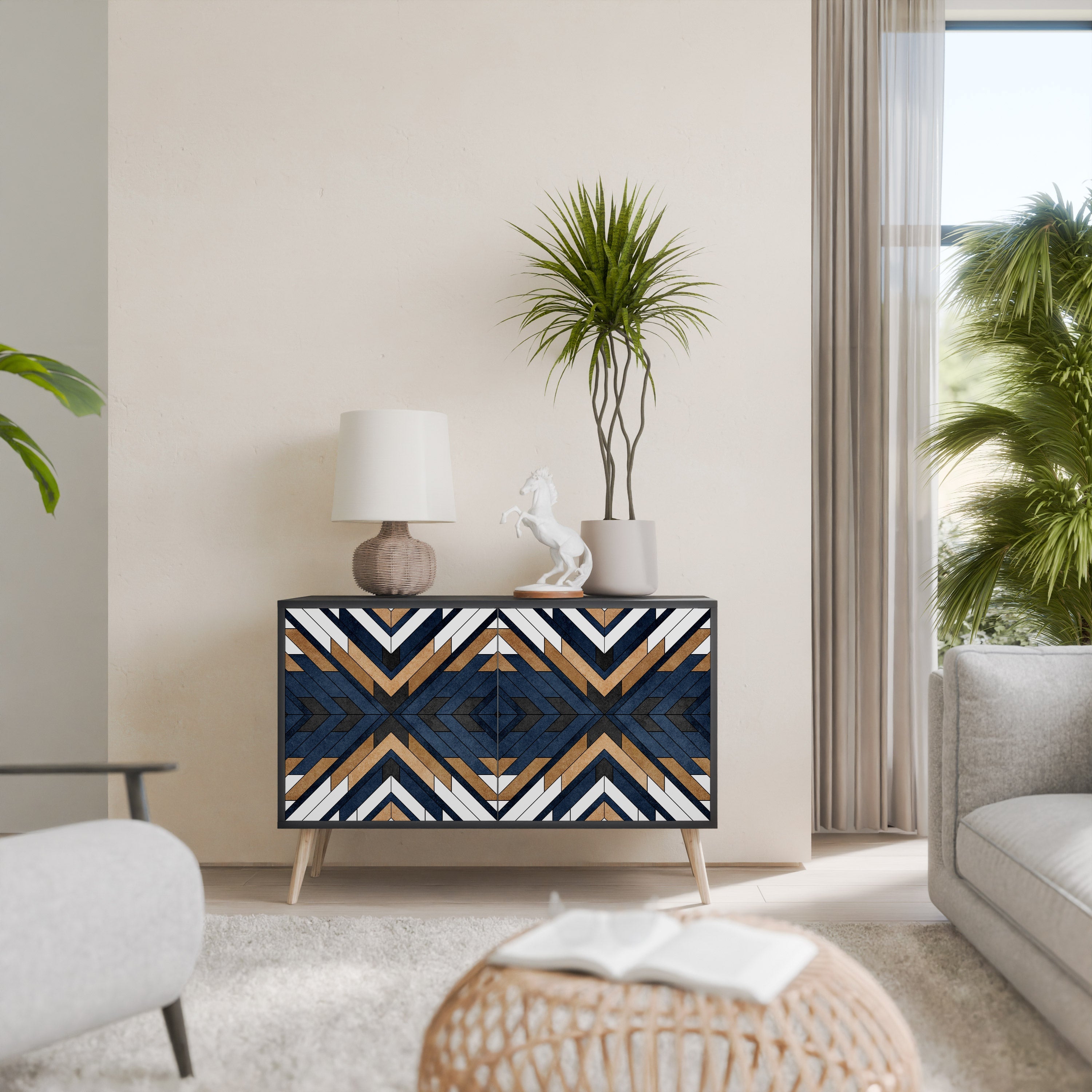 ARTFUL GEOMETRY 2-Door Sideboard in Black Finish