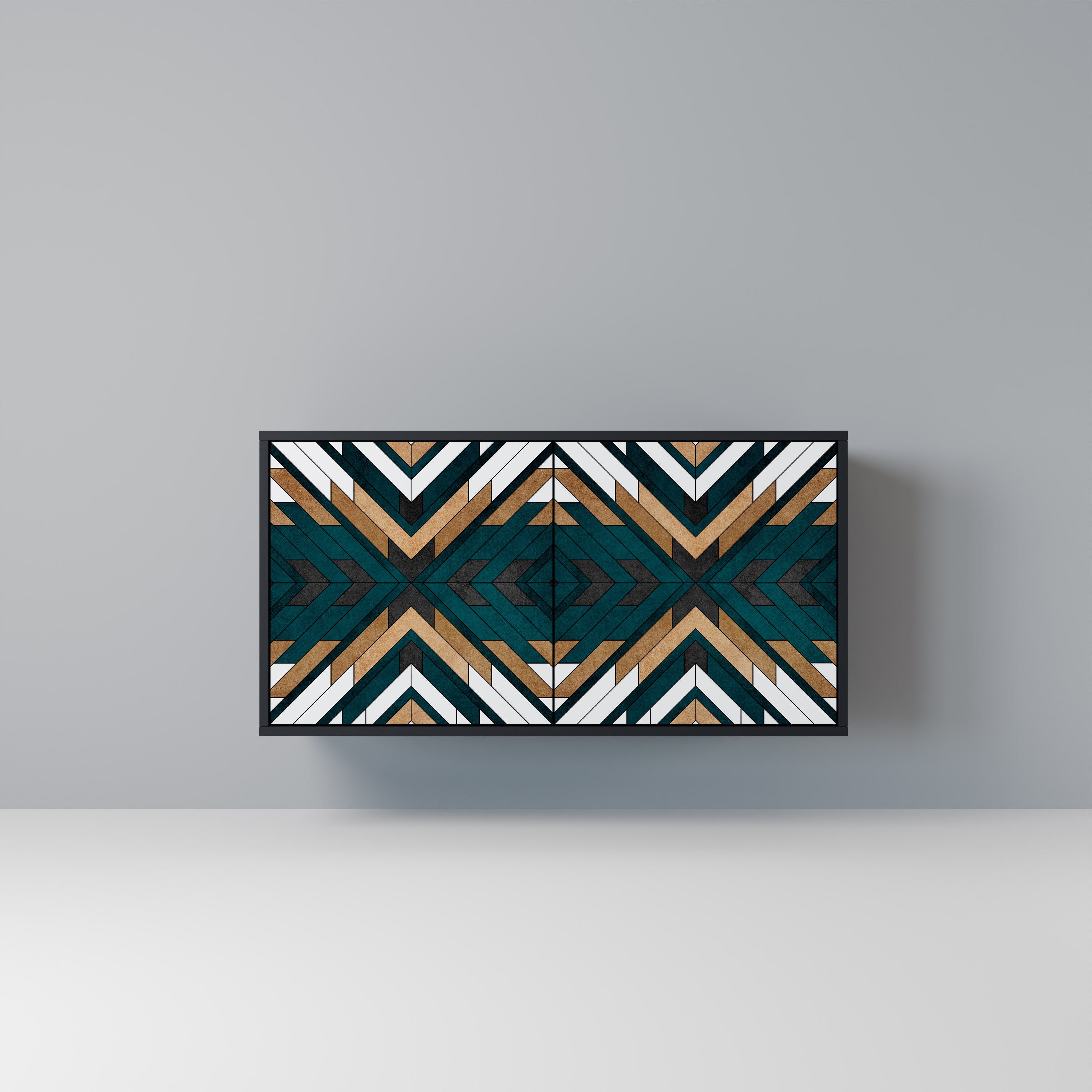 ARTISTIC GEOMETRY Aparador de 2 Portas em Acabamento Preto