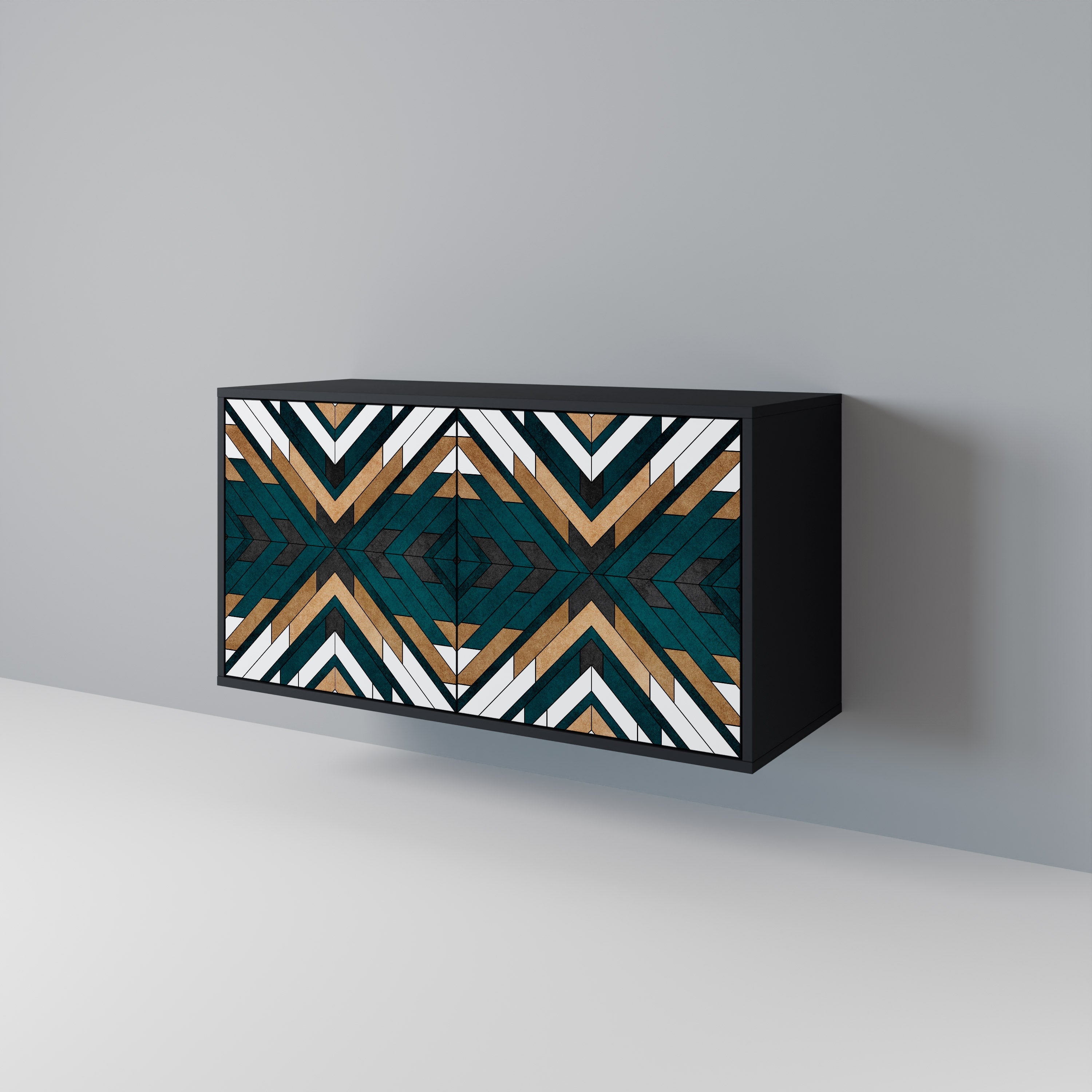ARTISTIC GEOMETRY Aparador de 2 Portas em Acabamento Preto