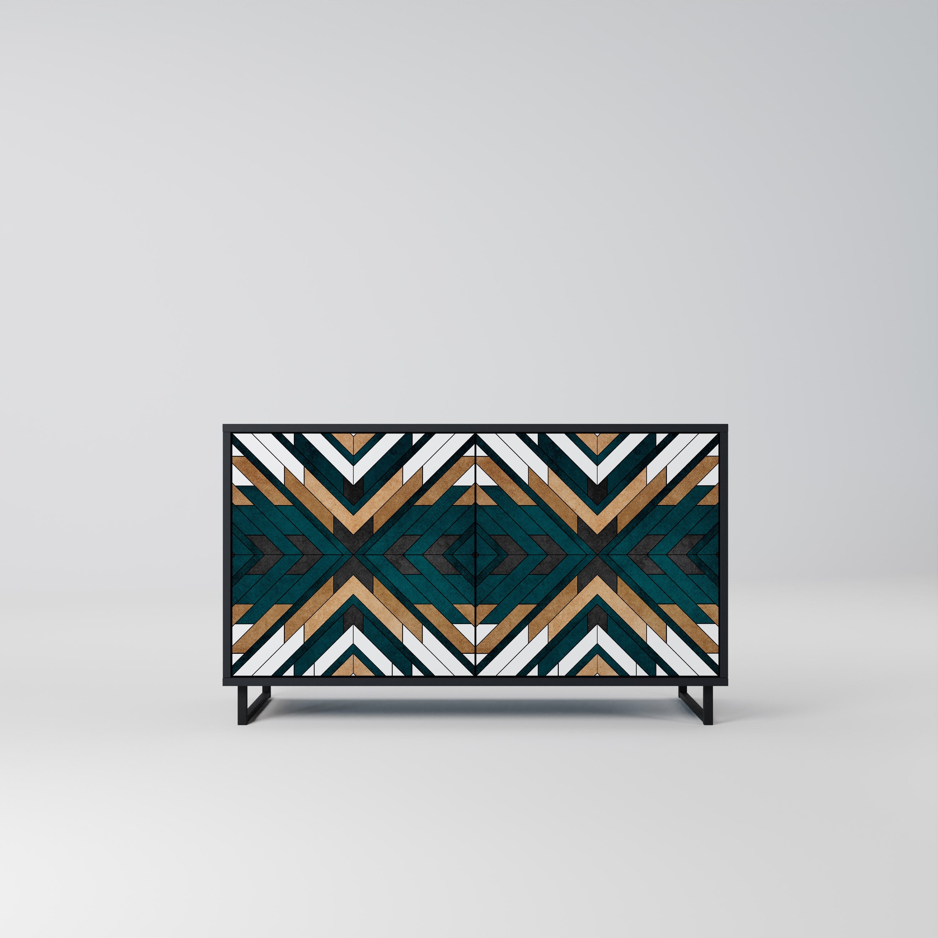 ARTISTIC GEOMETRY Aparador de 2 Portas em Acabamento Preto
