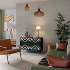 ARTISTIC GEOMETRY Aparador de 2 Portas em Acabamento Preto