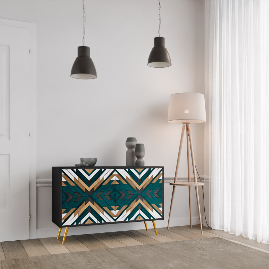 ARTISTIC GEOMETRY Aparador de 2 Portas em Acabamento Preto