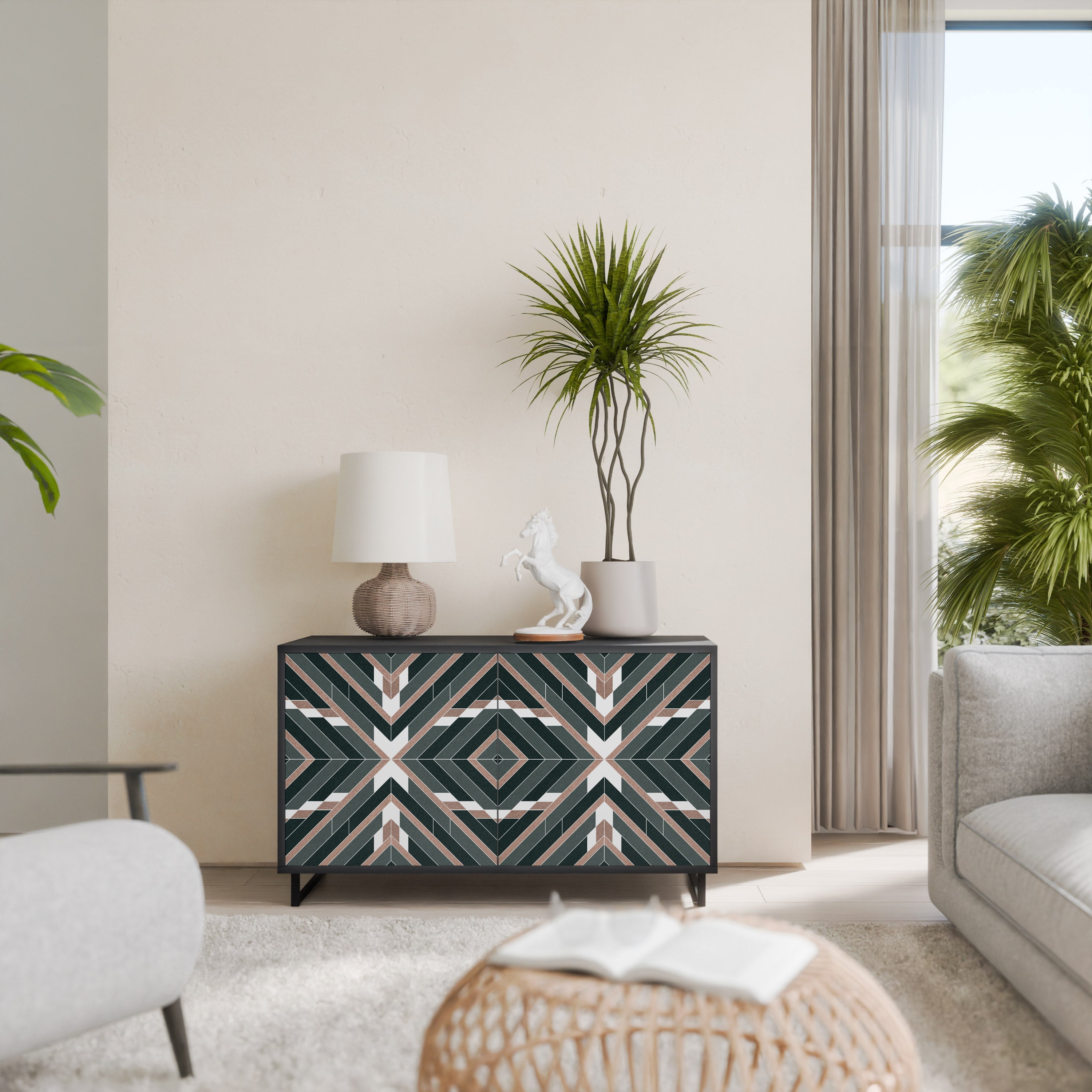 DIMENSION DELIGHTS Aparador de 2 Portas em Acabamento Preto