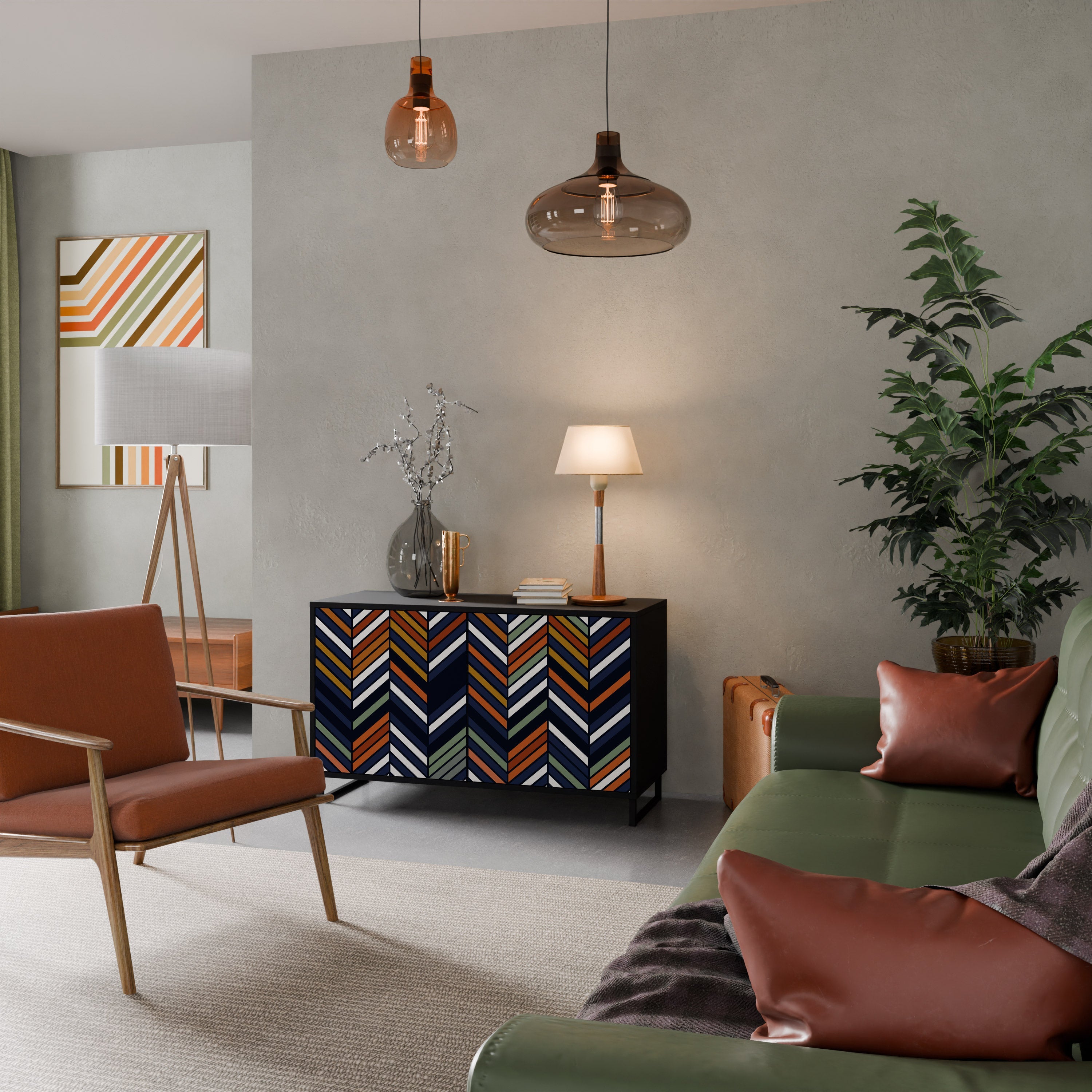 VIBRANT PATCHWORK Aparador de 2 Portas em Acabamento Preto