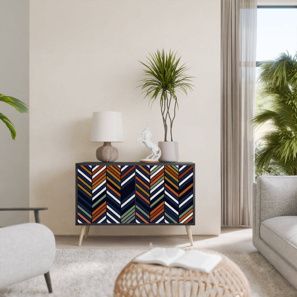 VIBRANT PATCHWORK Aparador de 2 Portas em Acabamento Preto