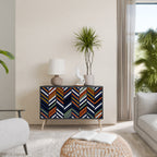 VIBRANT PATCHWORK Aparador de 2 Portas em Acabamento Preto